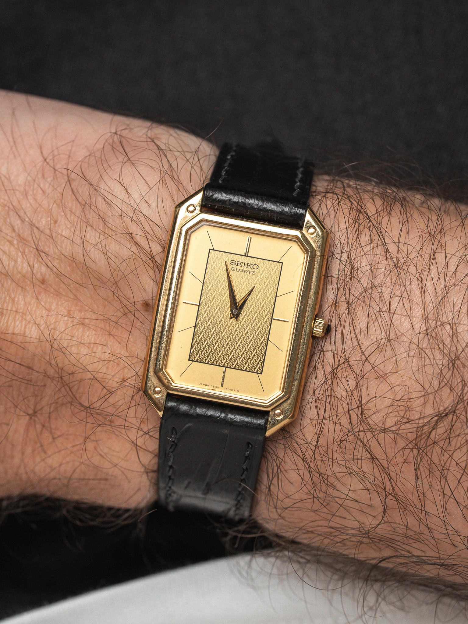 Vintage Seiko Gold-Plated Watch — Gold Dial Dress Watch (1982) 