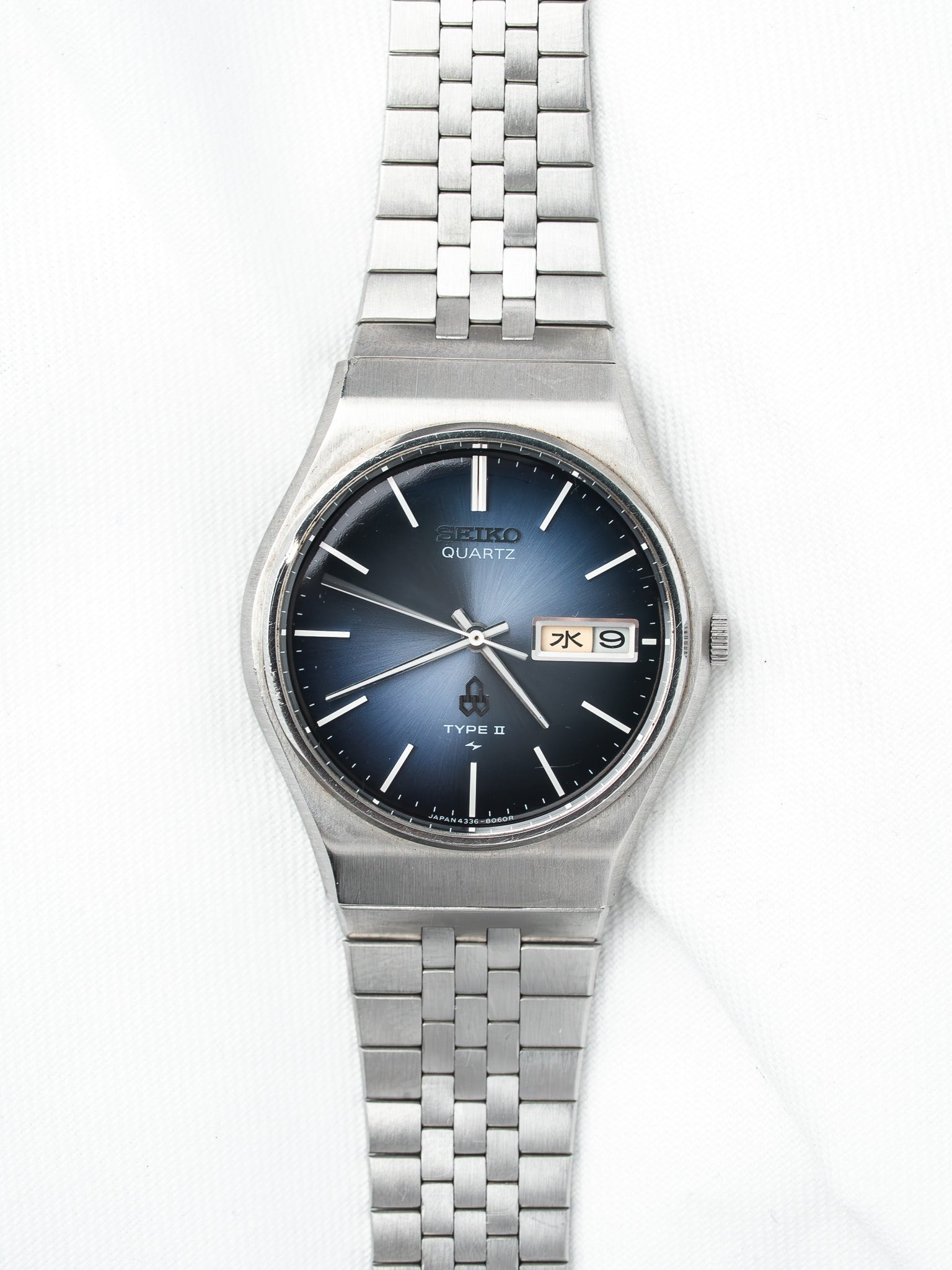 Montre Seiko Type II Vintage Acier — Cadran Bleu Dégradé (1977)