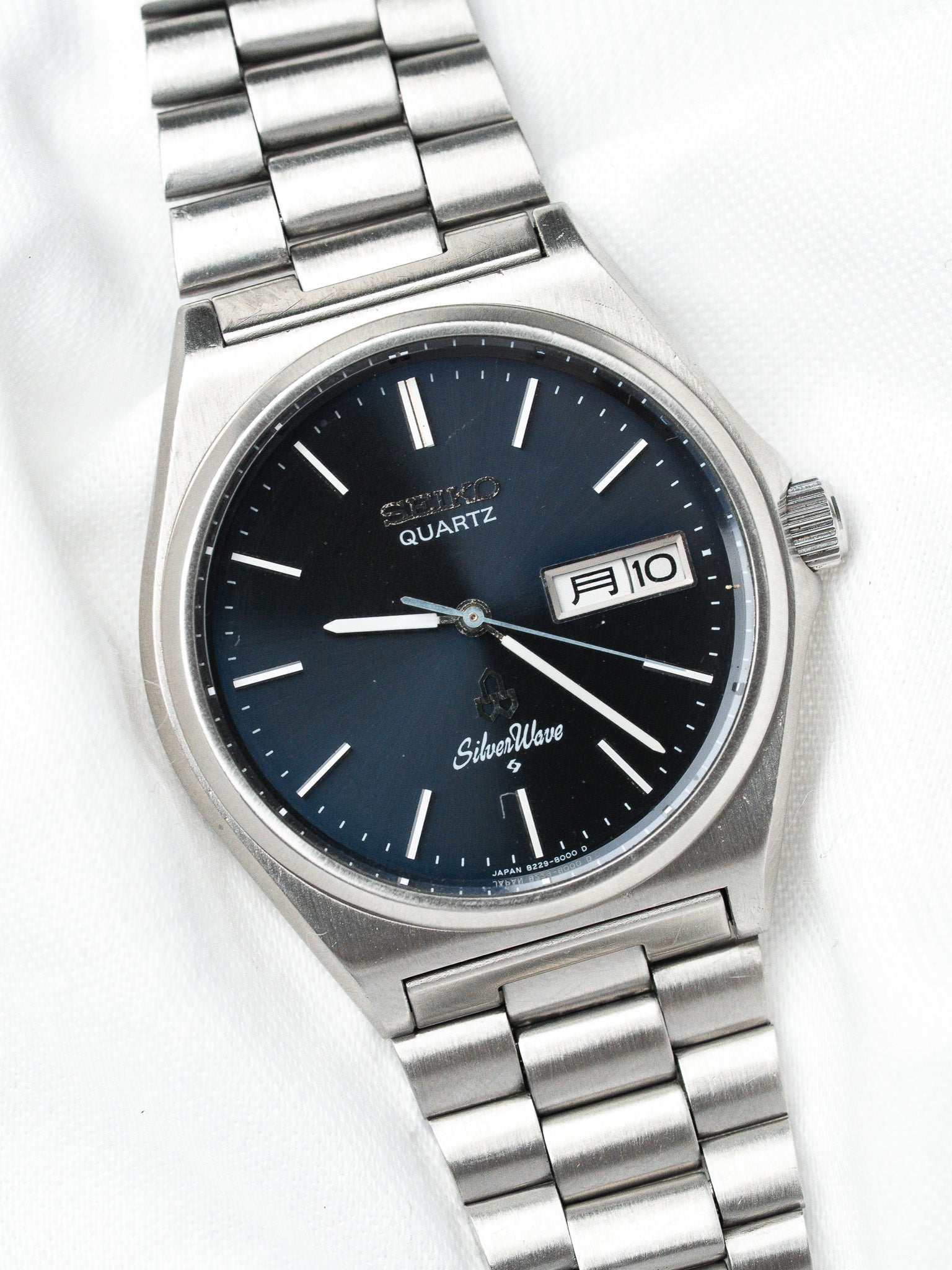Orologio Seiko SilverWave Quartz — Quadrante blu Day-Date (1981) 