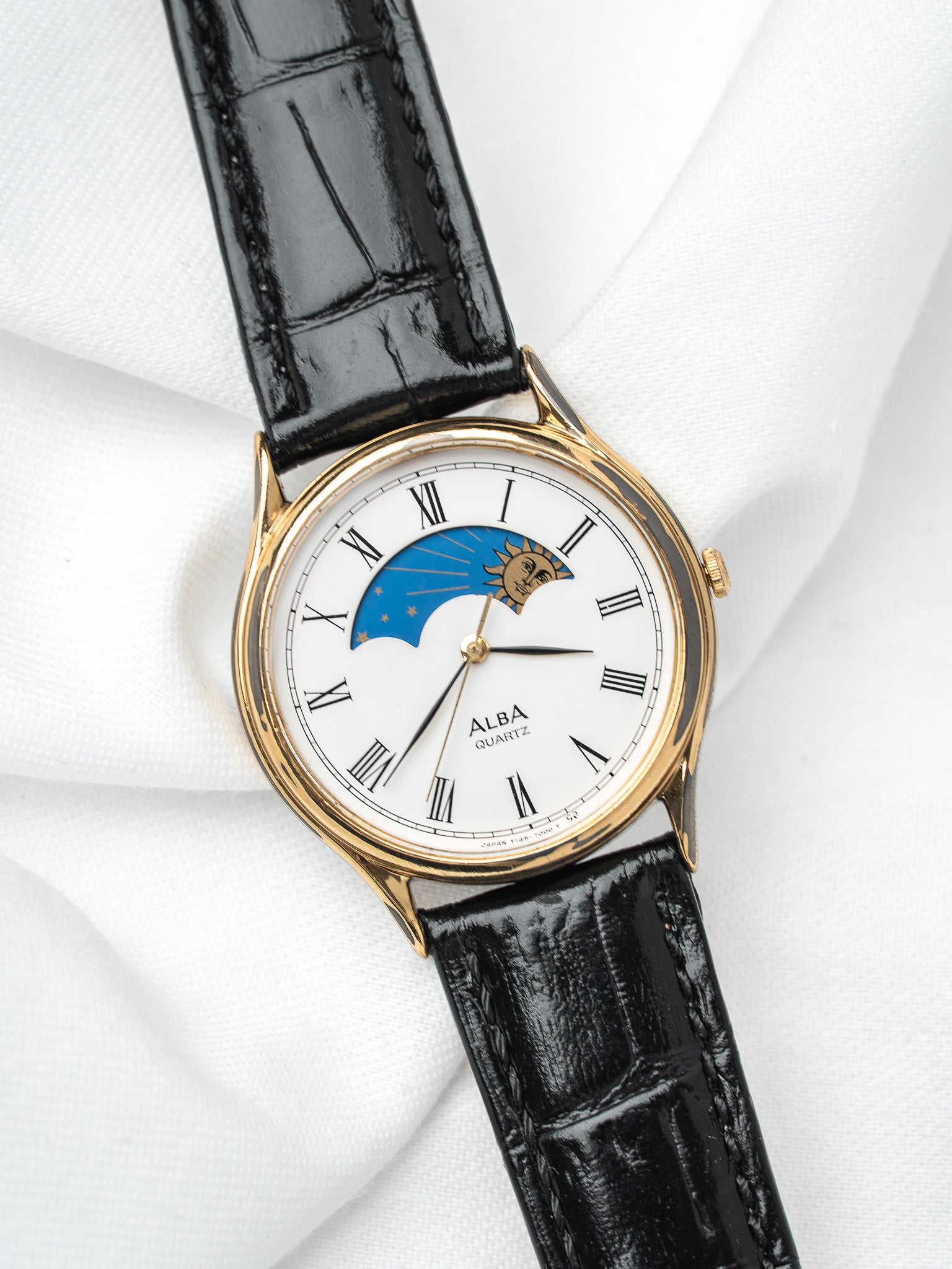 Orologio Alba Seiko Giorno-Notte Placcato Oro — Quadrante Bianco (1994) 