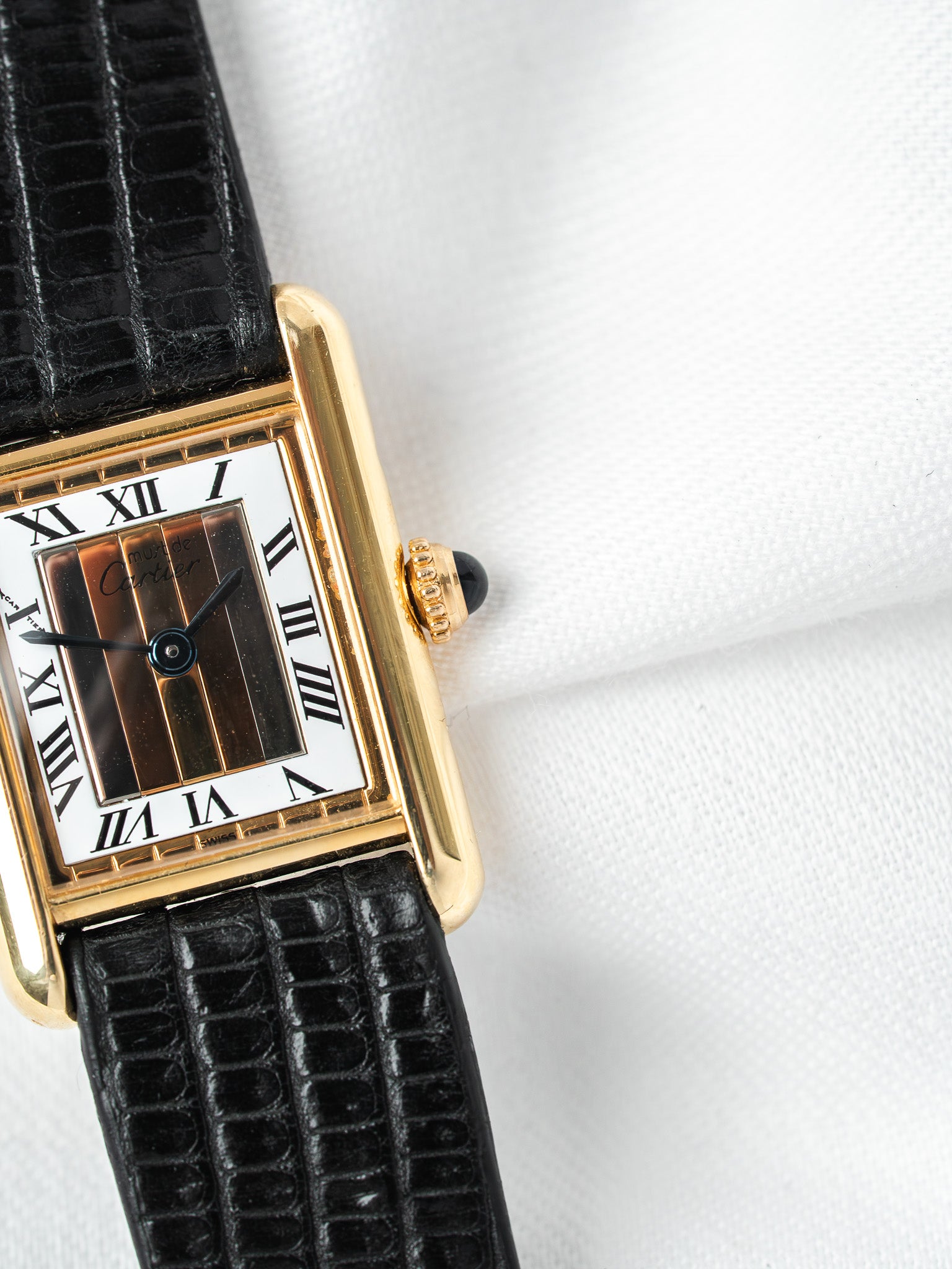 Cartier Must Tank Vermeil SM — Cadran Trinity (1980s)