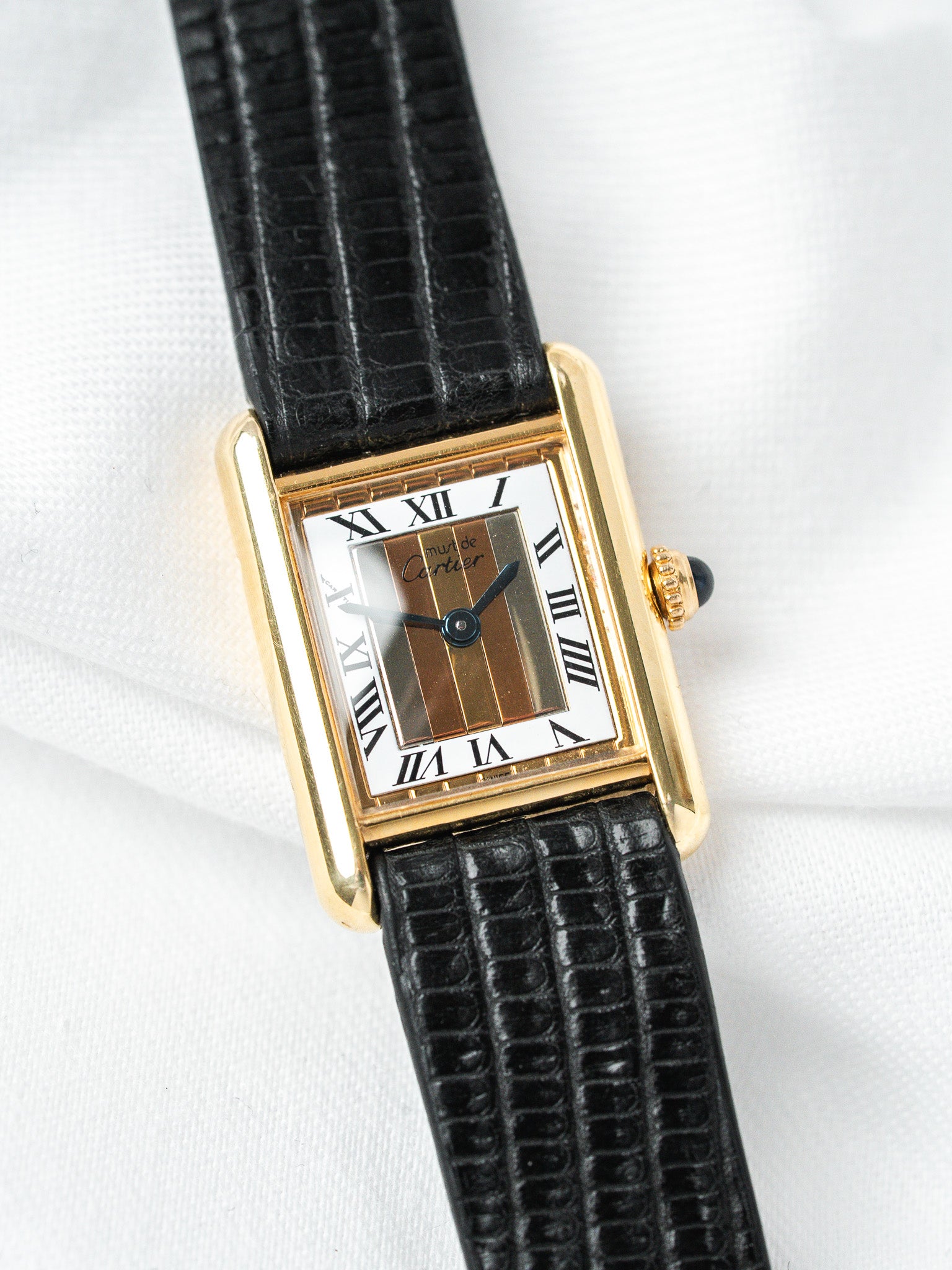 Cartier Must Tank Vermeil SM — Cadran Trinity (1980s)