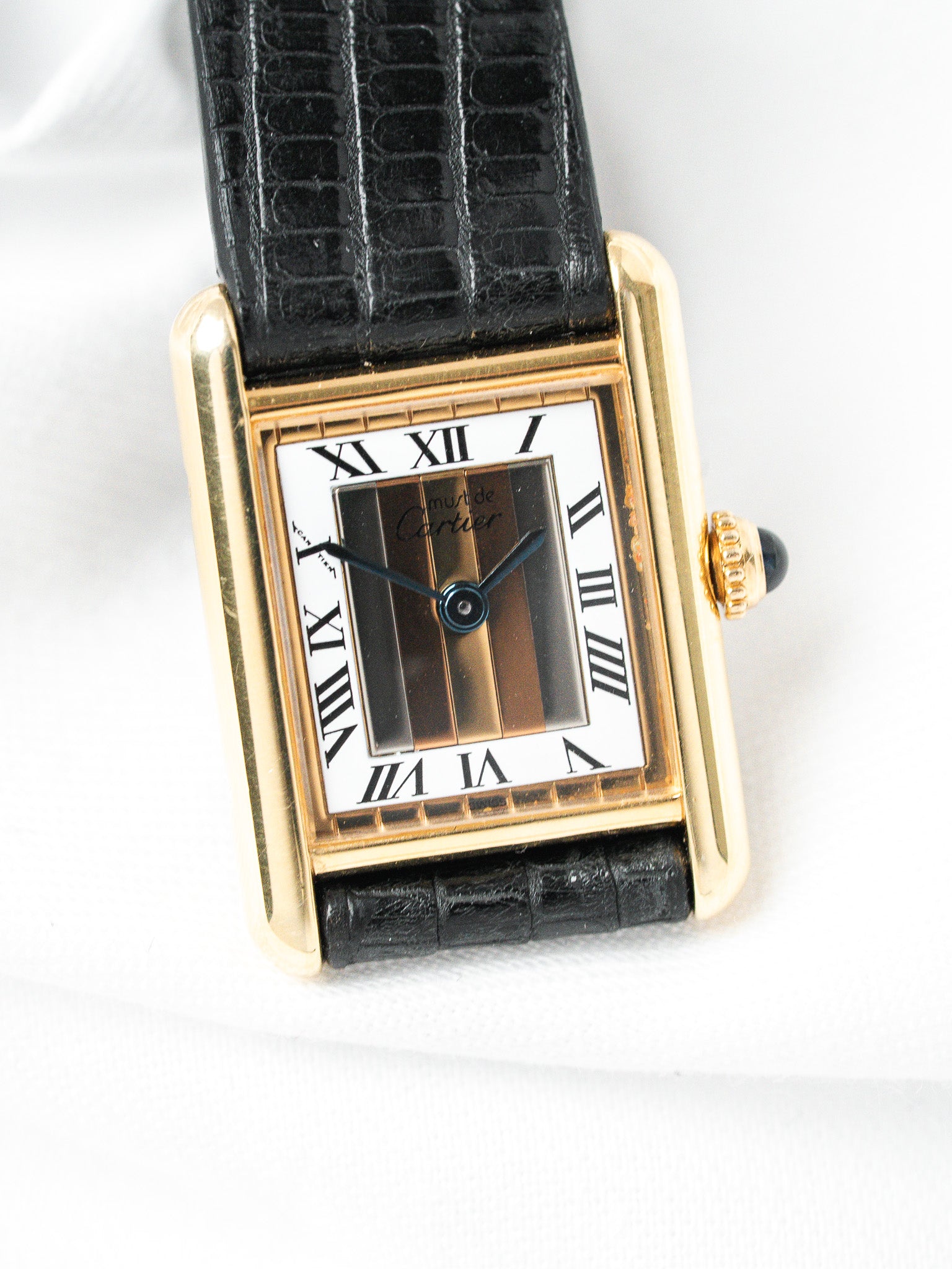 Cartier Must Tank Vermeil SM — Cadran Trinity (1980s)
