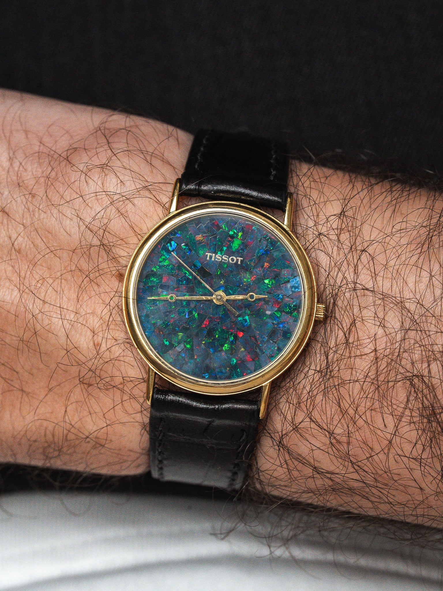 Orologio Tissot Opale — Quadrante in mosaico di opale (1980s) 