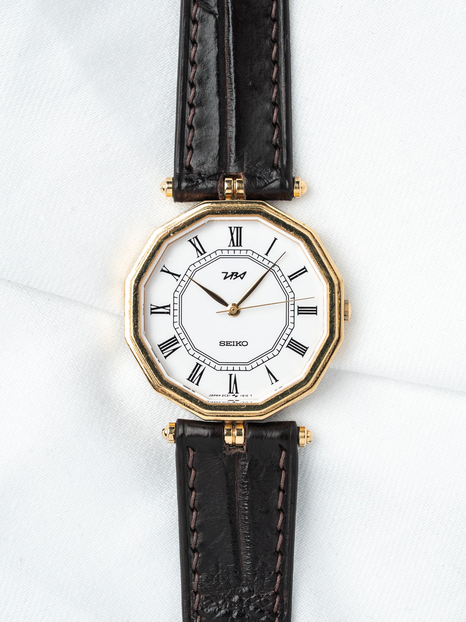 Montre Seiko Or Polygonale — Cadran Chiffres Romains (1986)