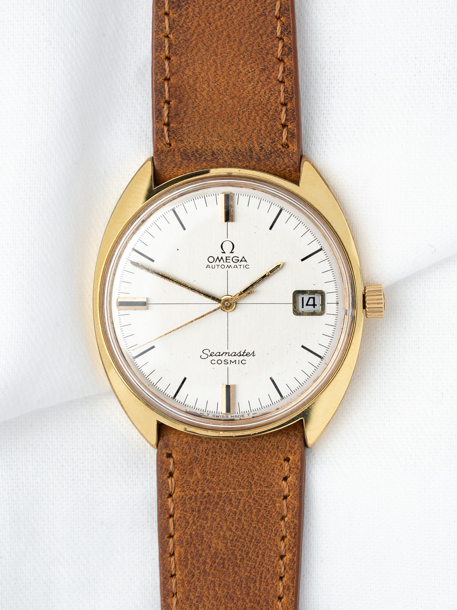 Omega Watch Seamaster Cosmic 166.026 فينتاج - 35mm مطلية بالذهب (1970s) 