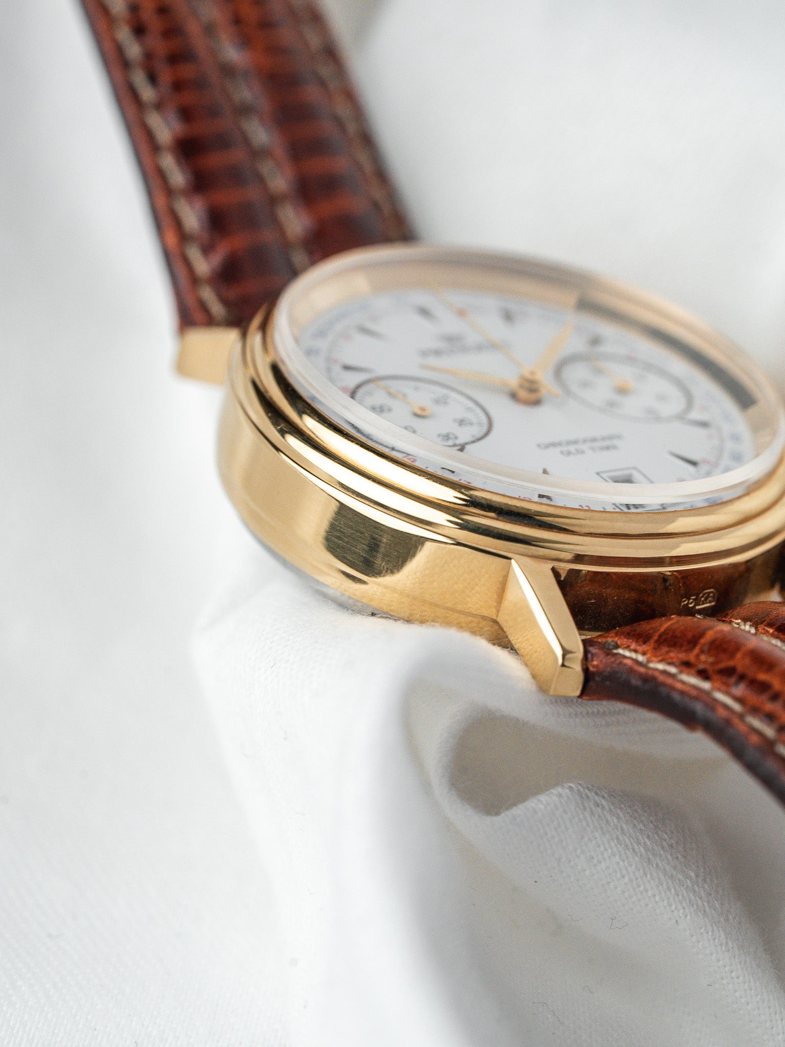 ساعة Pryngeps Chronographe فينتاج - 37 مم مطلية بالذهب (السنوات 1980) 