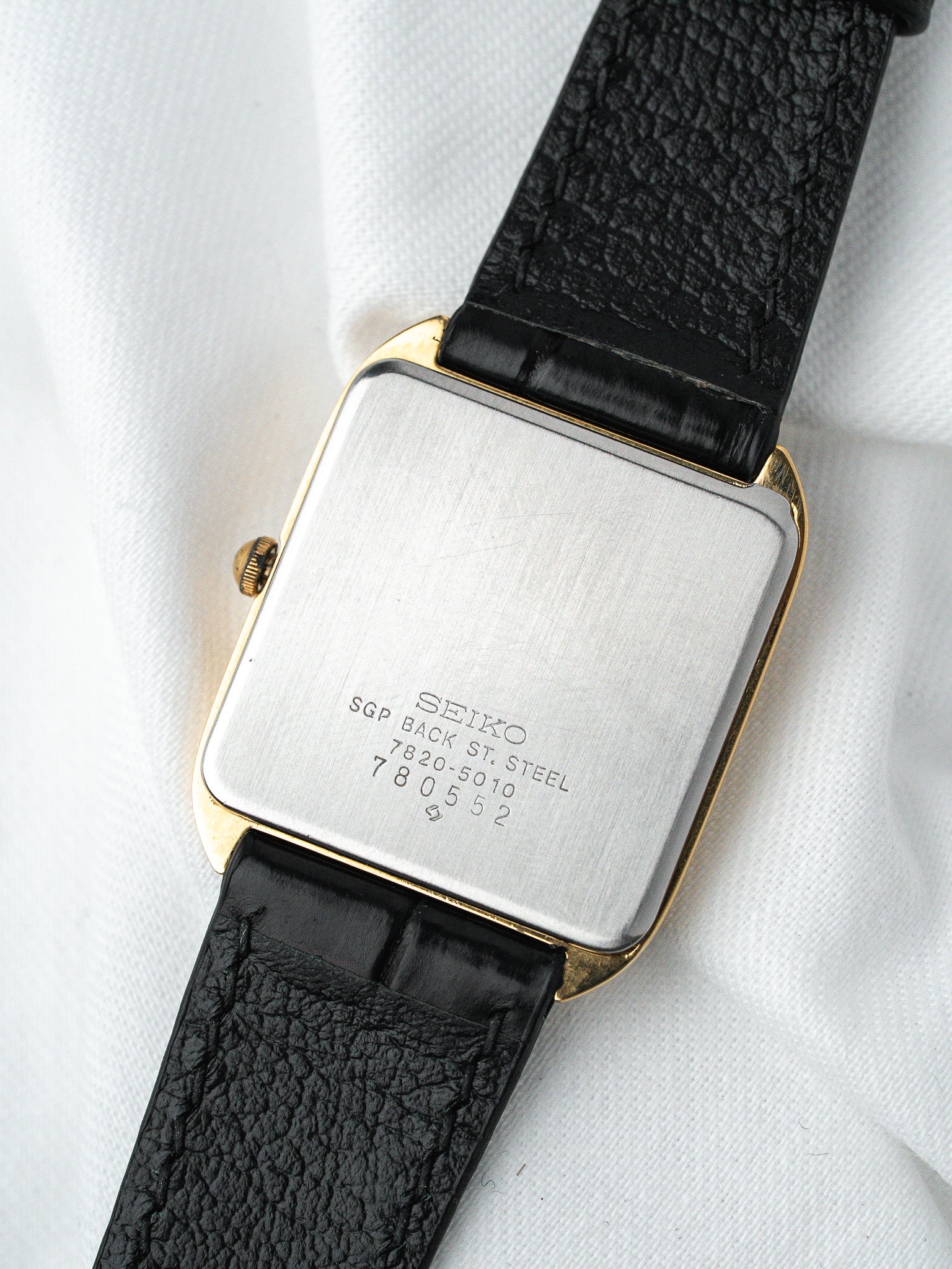 Orologio Seiko Tank Placcato Oro 7820 — Cioccolato a quadretti (1985) 