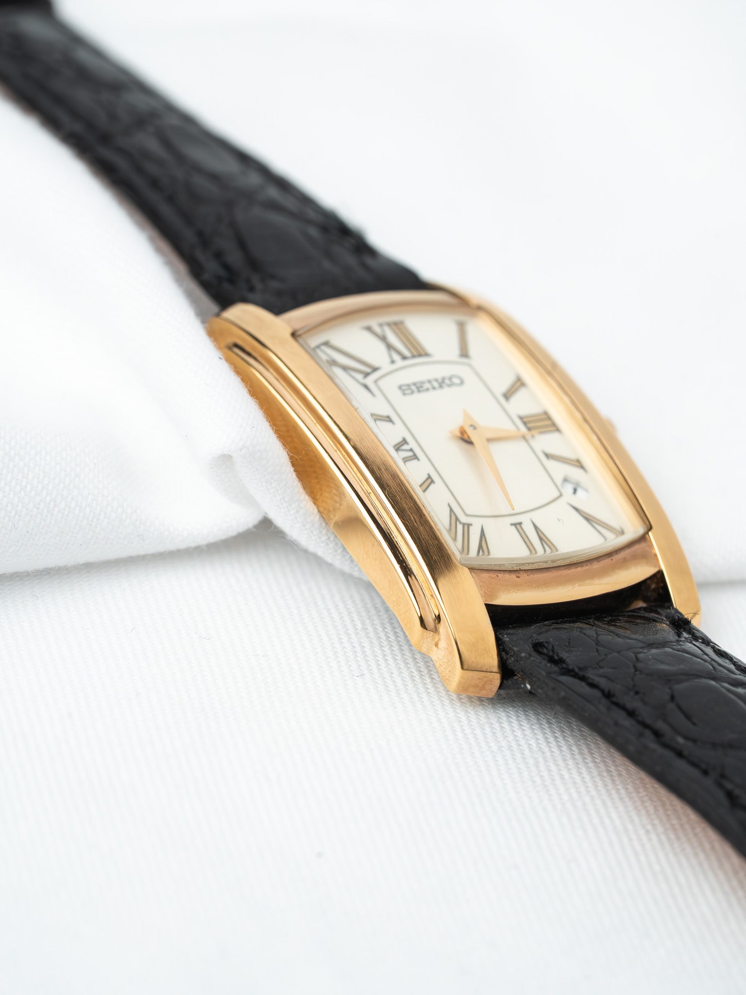 Montre Seiko Tank7N39-08C0 Plaqué Or — Blanc (1996)