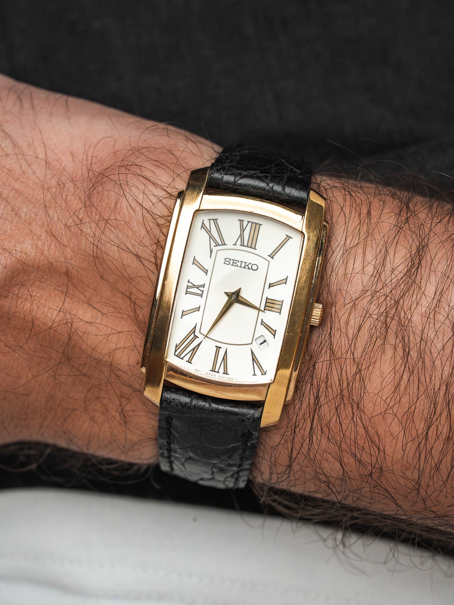 Montre Seiko Tank7N39-08C0 Plaqué Or — Blanc (1996)