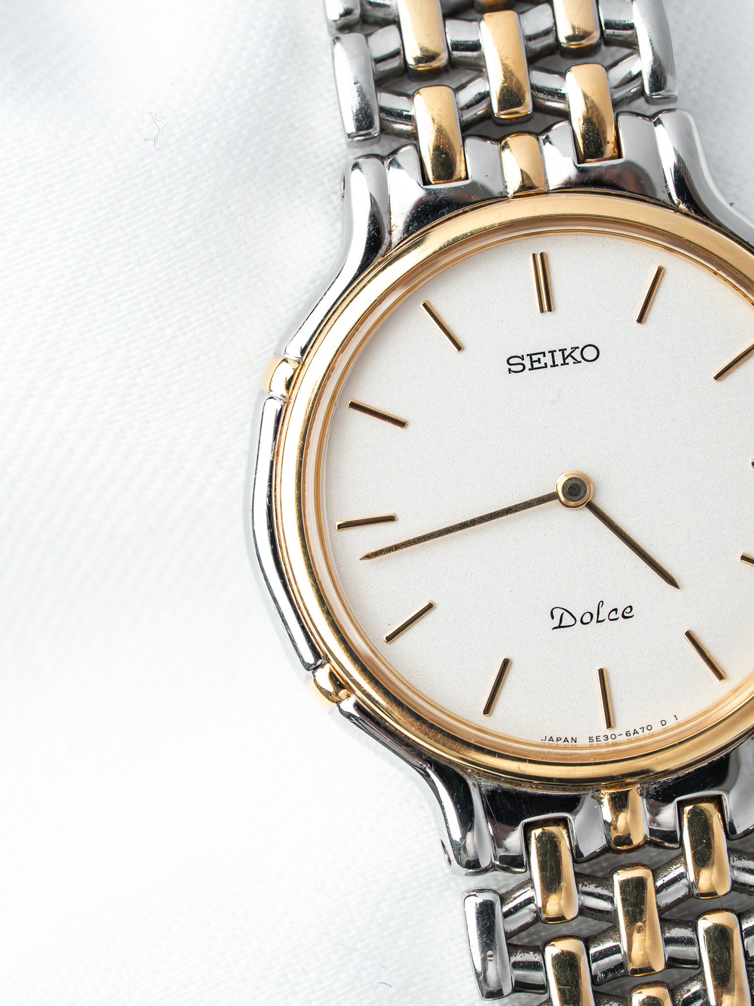 Montre Seiko Dolce 5E30-6A00 Bicolore — Cadran Quadrillé (1990)
