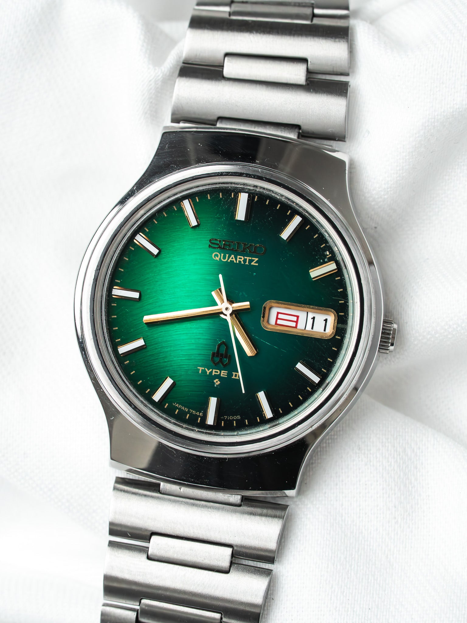 Montre Seiko Type II 7546-7090 Acier — Cadran Vert (1979)