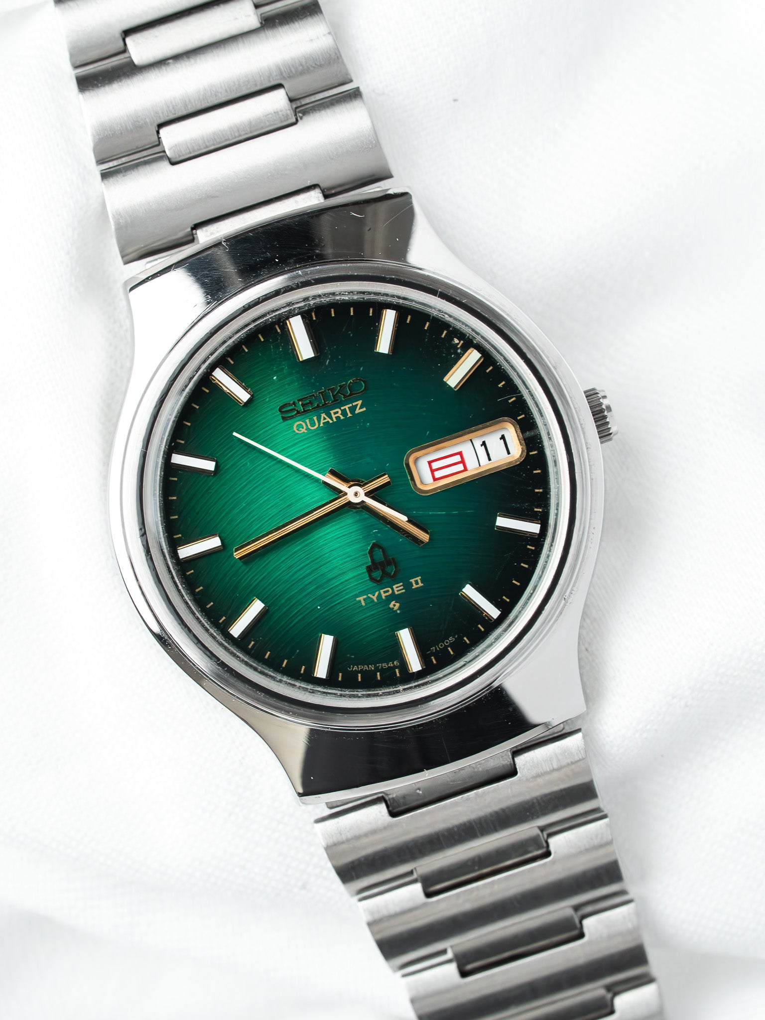Montre Seiko Type II 7546-7090 Acier — Cadran Vert (1979)
