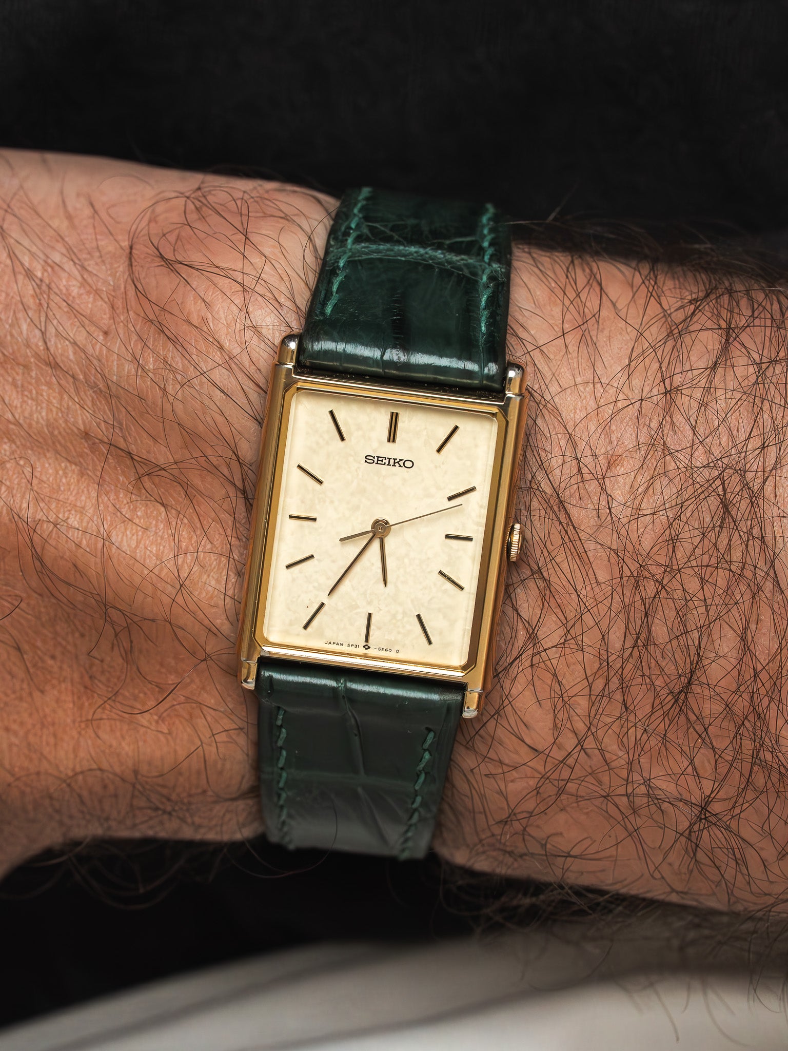 Montre Seiko Tank Plaqué Or —  5P31-5D40 (1988)