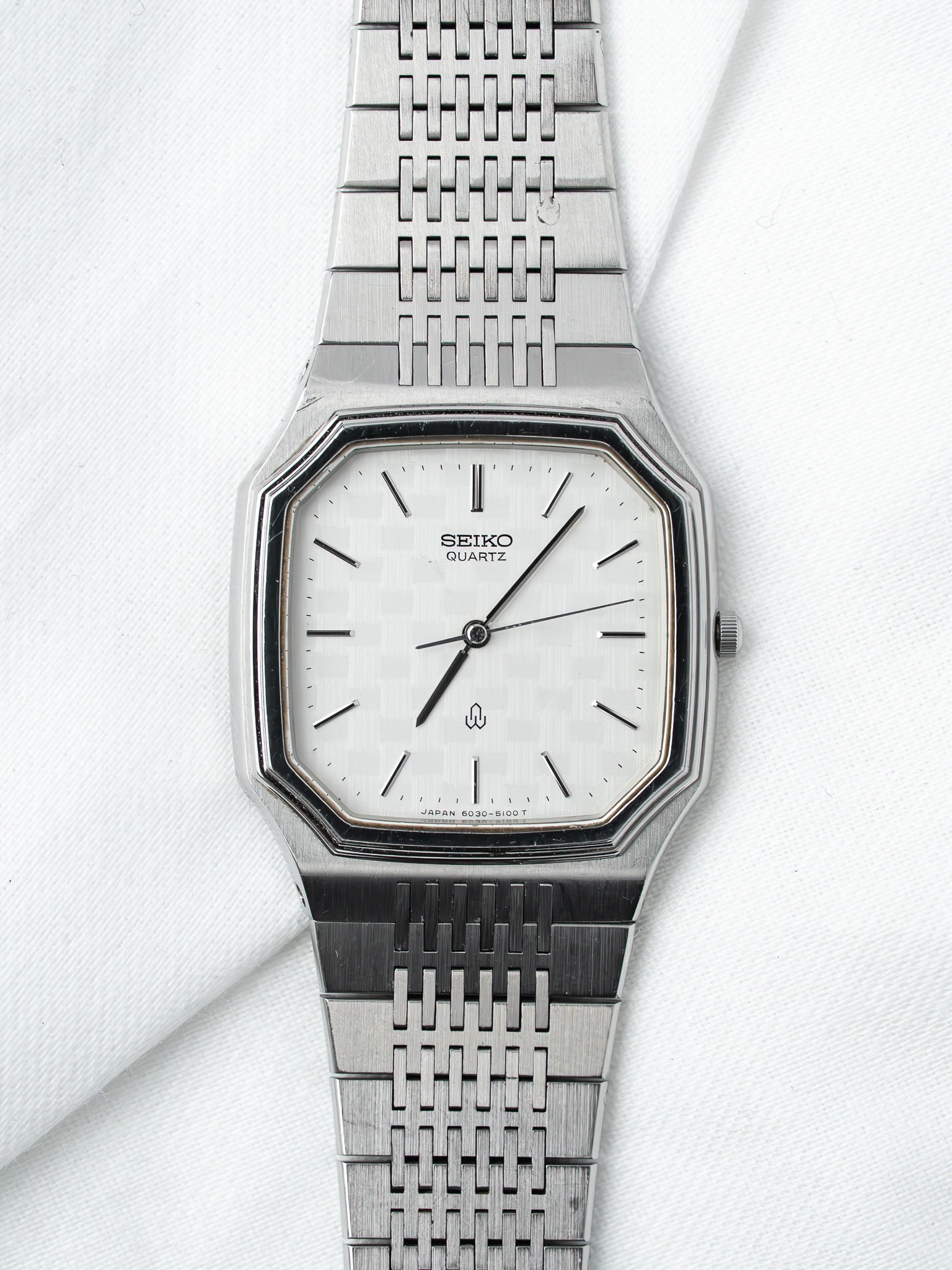 Montre Seiko 6030-5080 Acier — Coussin Cadran Damier Tissé (1980)