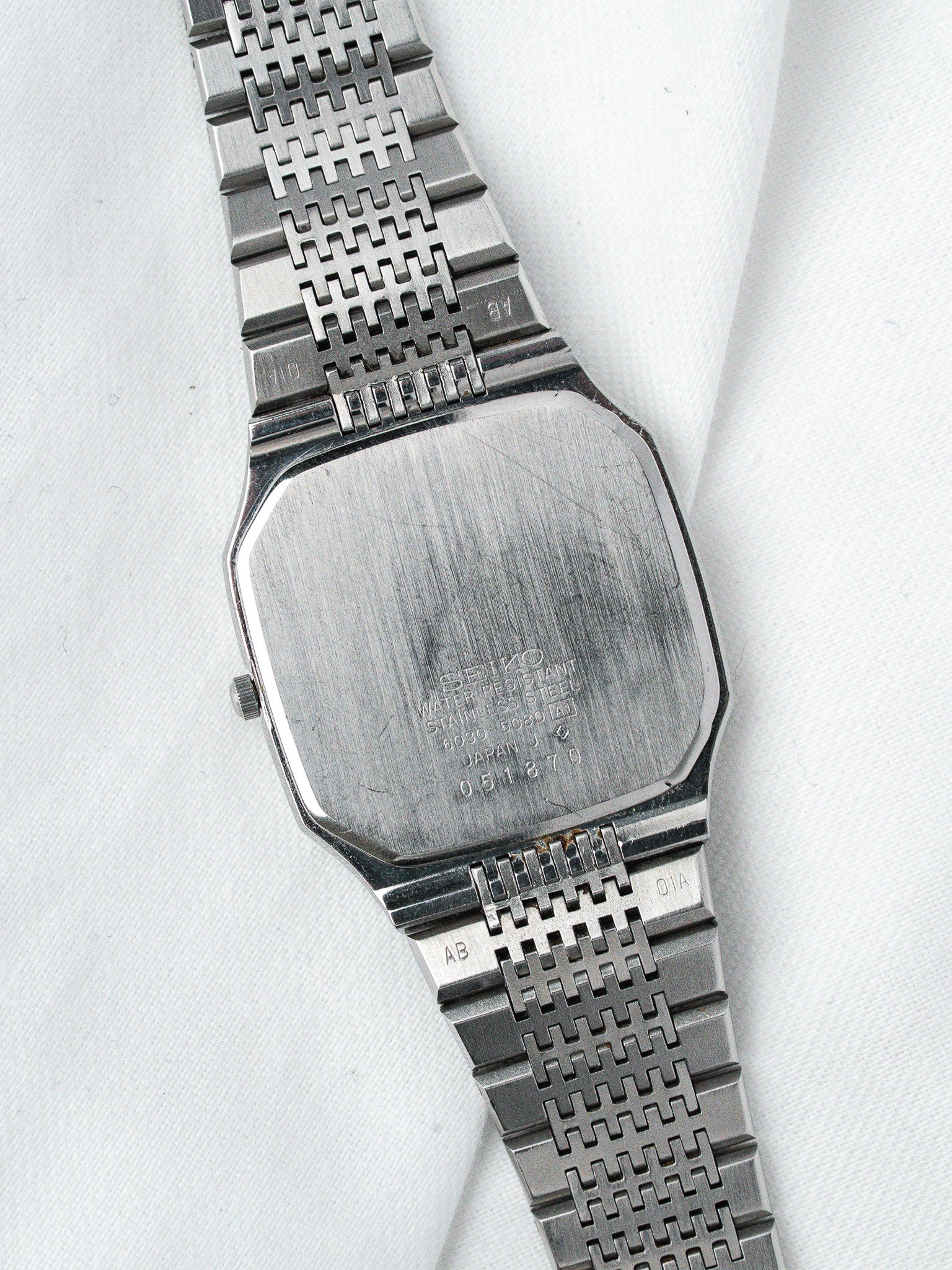Montre Seiko 6030-5080 Acier — Coussin Cadran Damier Tissé (1980)