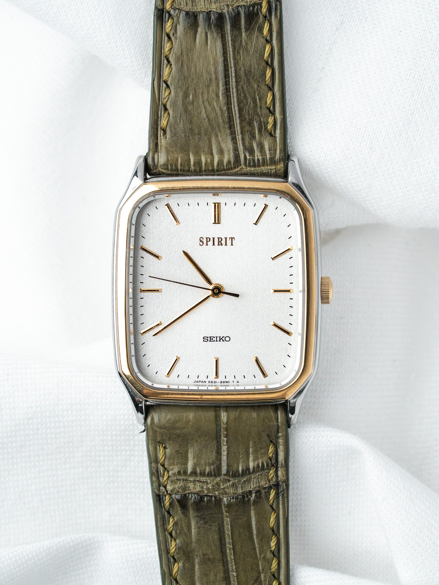 Montre Seiko Tank Spirit 5E31-5B50 Bicolore — Cadran Sablé (1994)