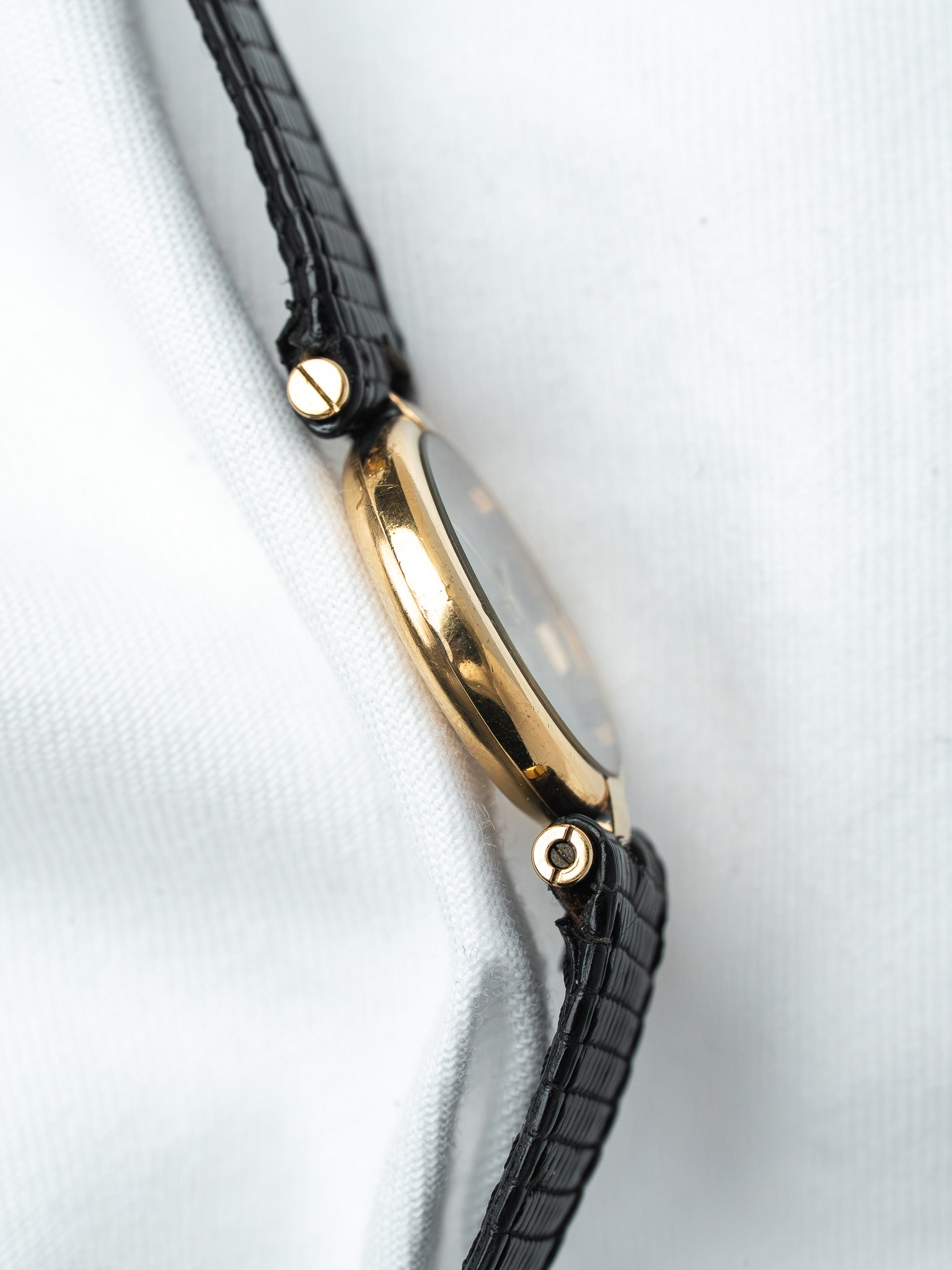 Cartier Must Vendôme 590004 镀金腕表 — 黑色缟玛瑙表盘 (1990s) 