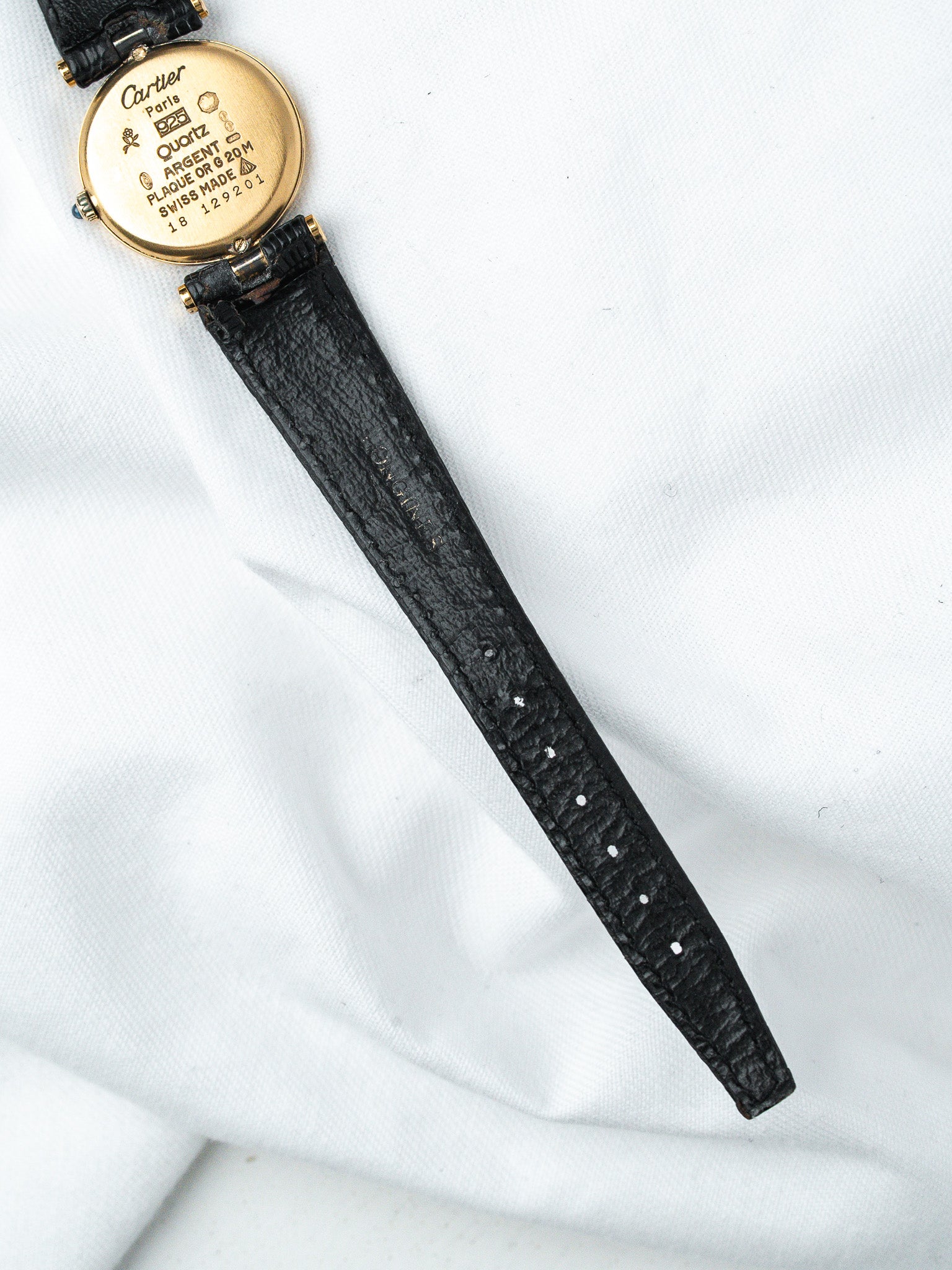 Cartier Must Vendôme 590004 镀金腕表 — 黑色缟玛瑙表盘 (1990s) 