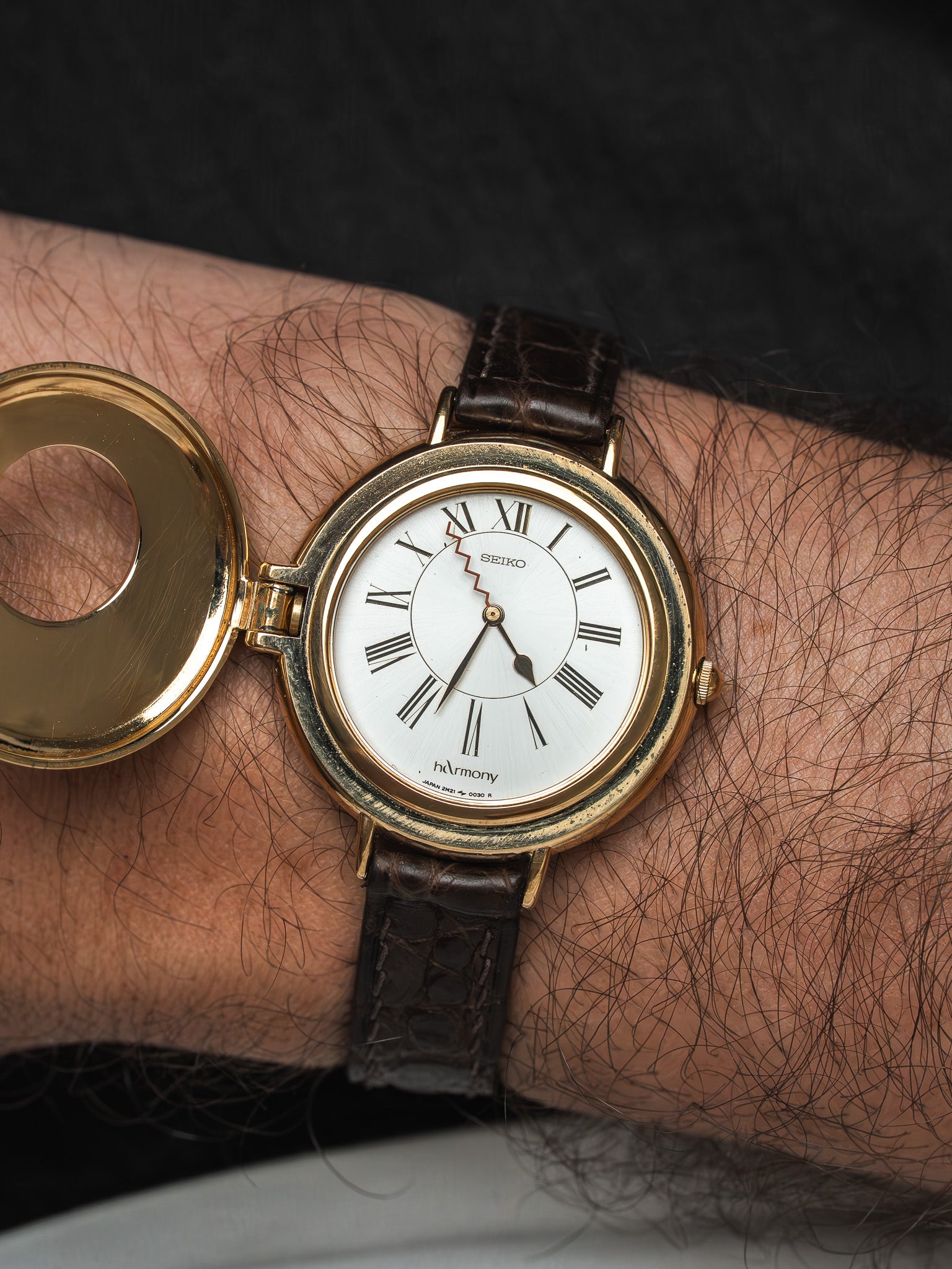 Orologio Seiko hArmony 2N21-0010 placcato oro — copertura musicale (1988) 