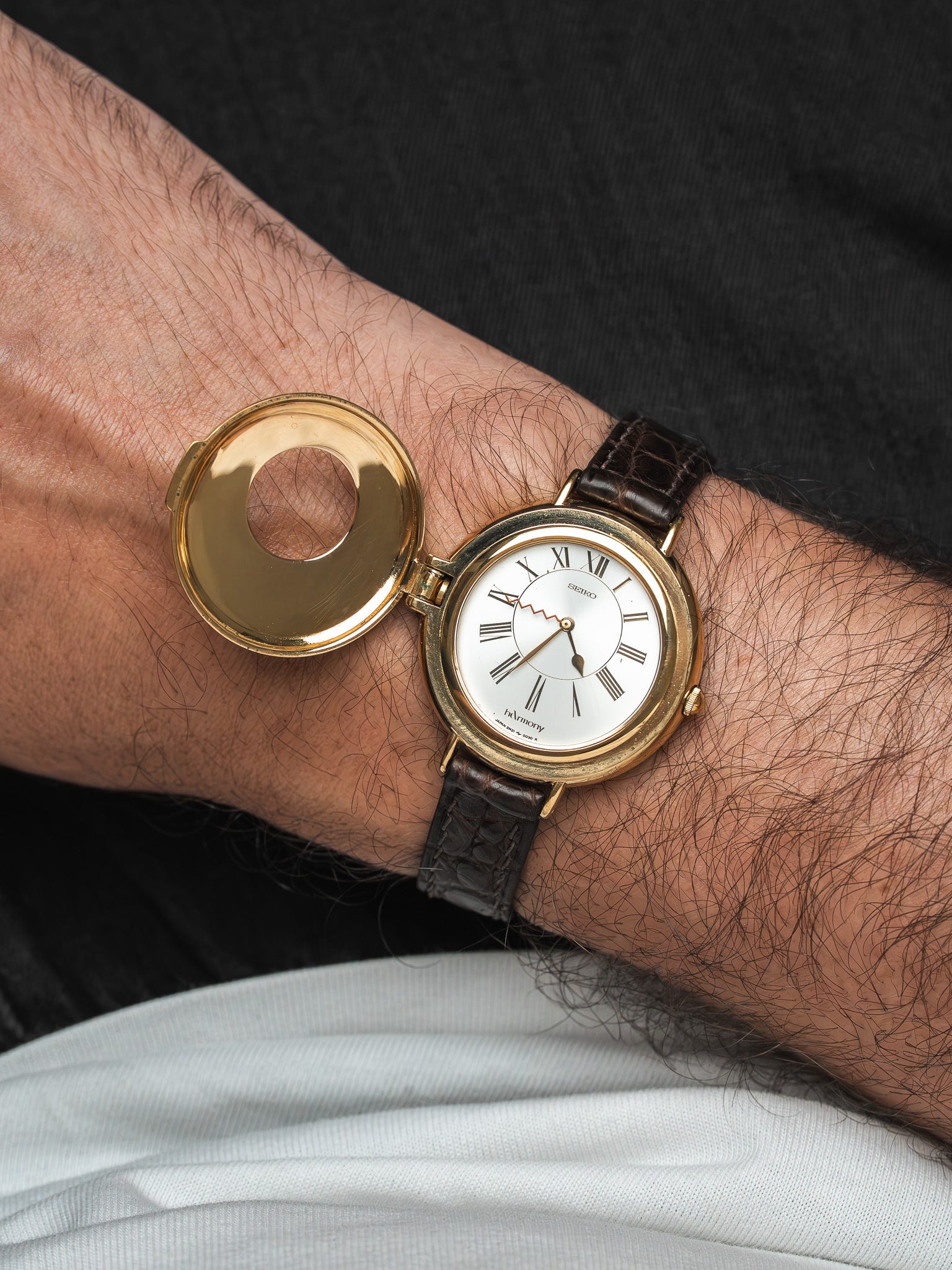 Orologio Seiko hArmony 2N21-0010 placcato oro — copertura musicale (1988) 