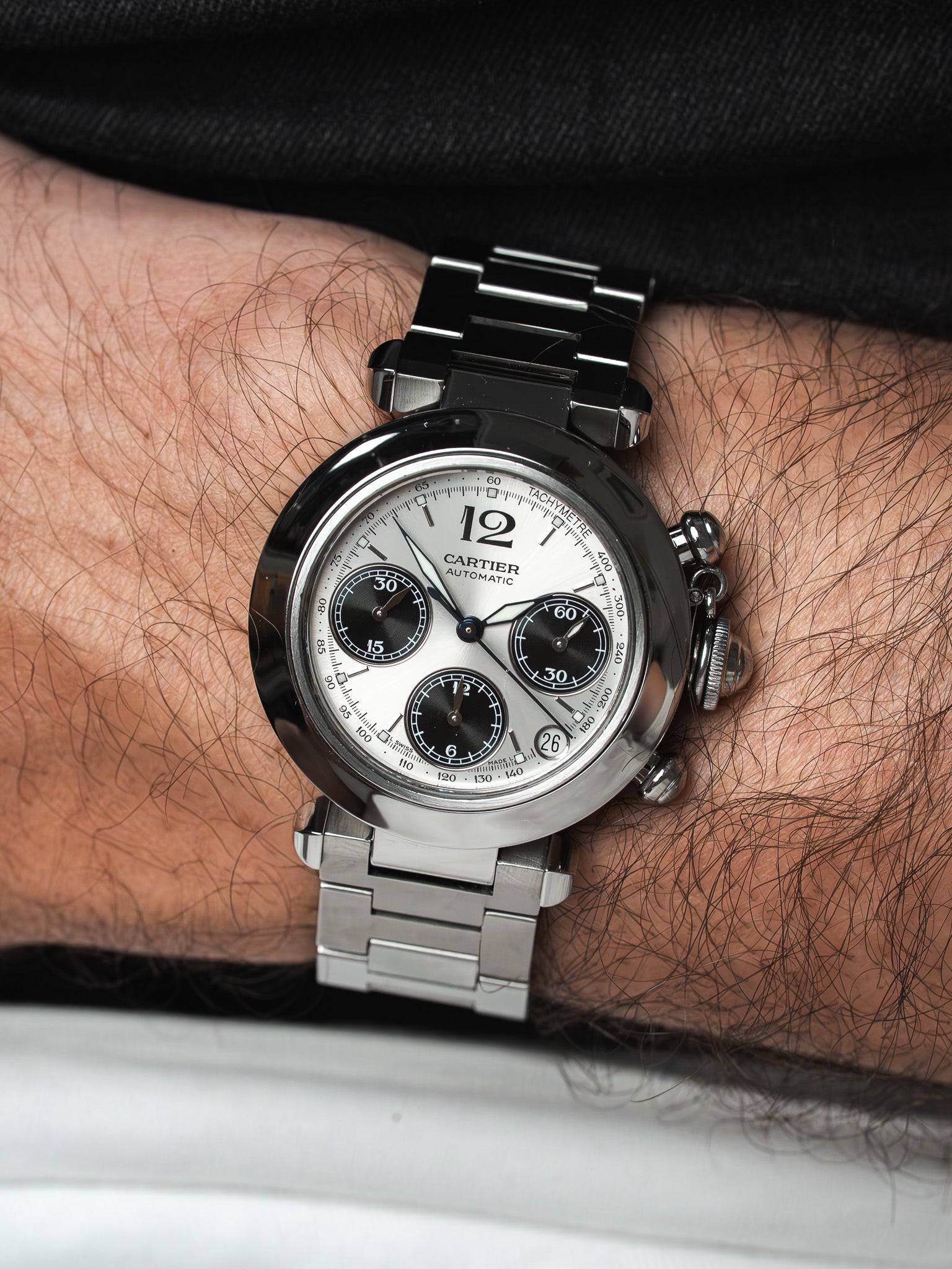Montre Cartier Pasha C 2412 Acier — Chronographe Cadran Panda (2000s)