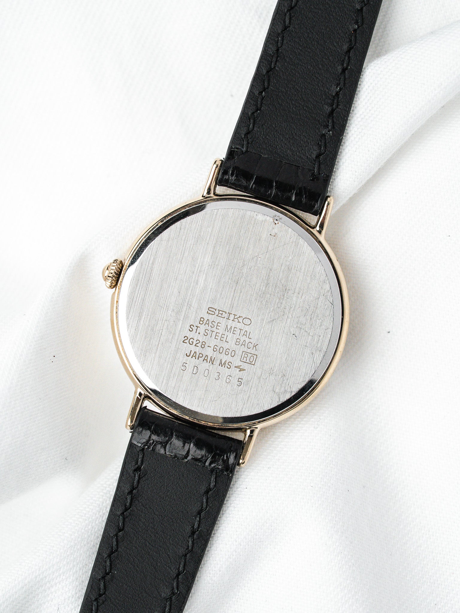 Montre Seiko 2G28-6060 Plaqué Or — Cadran Bleu Nuit 24h (1985)