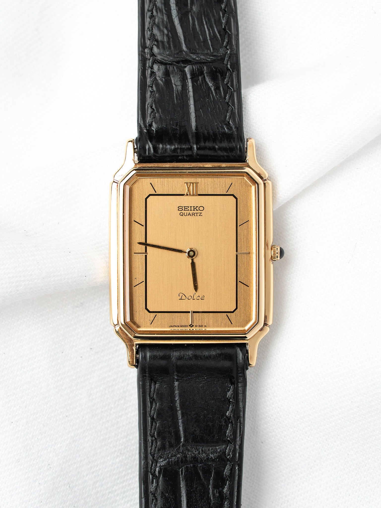 Montre Seiko Dolce 9520-5140 Plaqué Or — Tank Doré (1985)