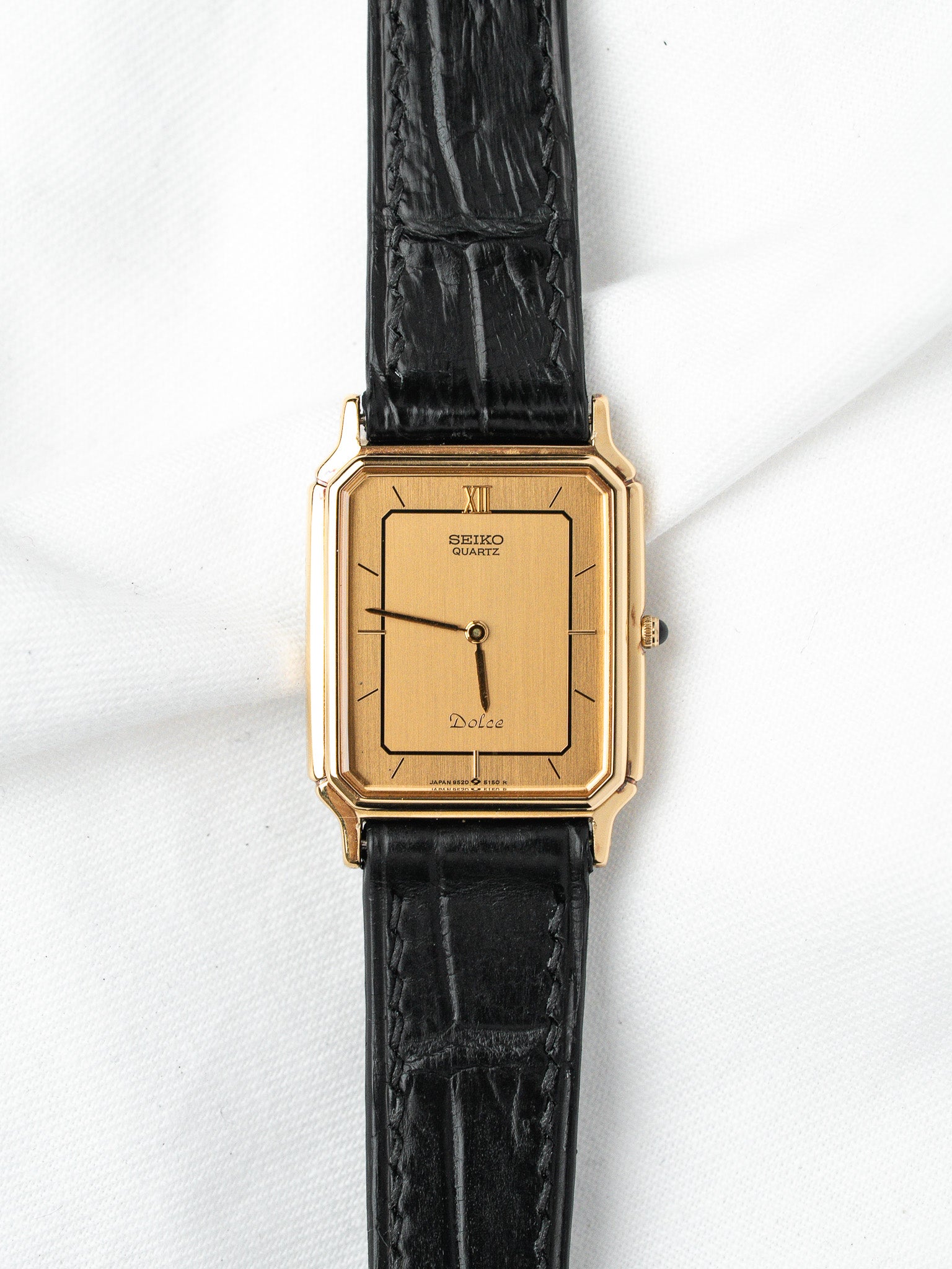 Montre Seiko Dolce 9520-5140 Plaqué Or — Tank Doré (1985)