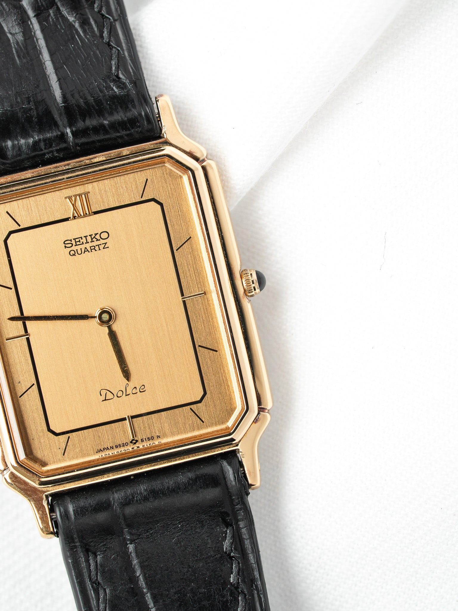 Montre Seiko Dolce 9520-5140 Plaqué Or — Tank Doré (1985)