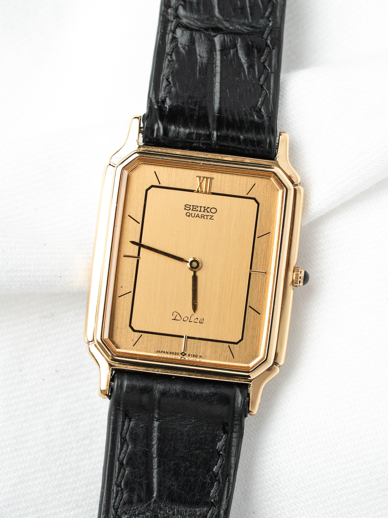 Montre Seiko Dolce 9520-5140 Plaqué Or — Tank Doré (1985)