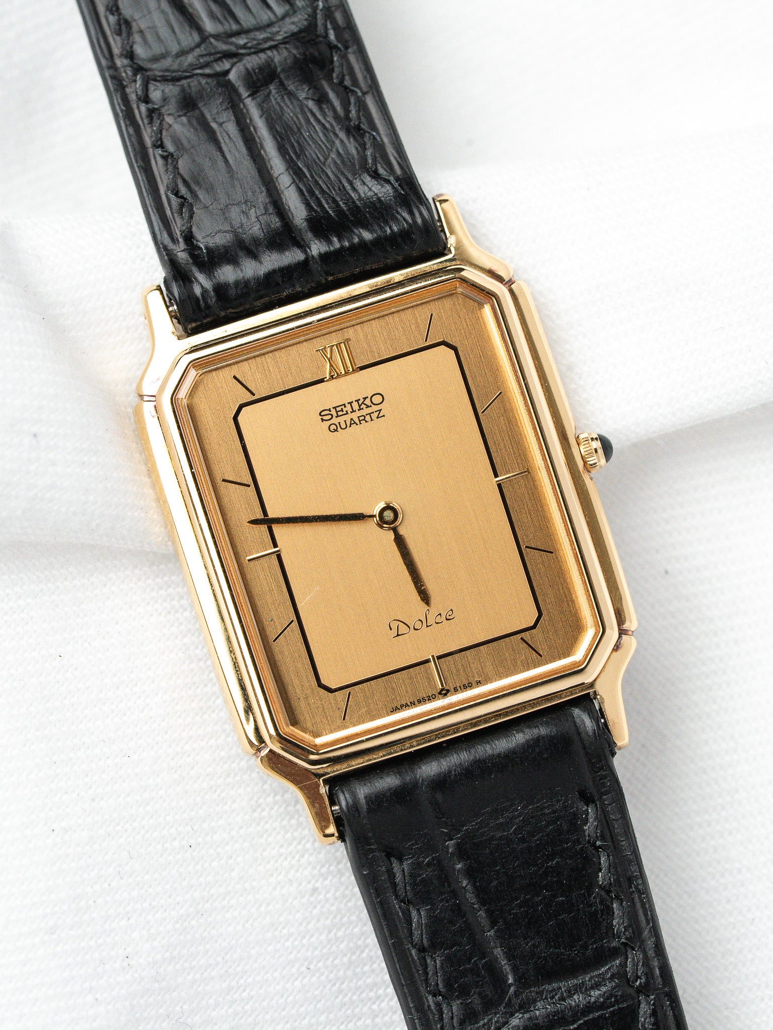 Montre Seiko Dolce 9520-5140 Plaqué Or — Tank Doré (1985)