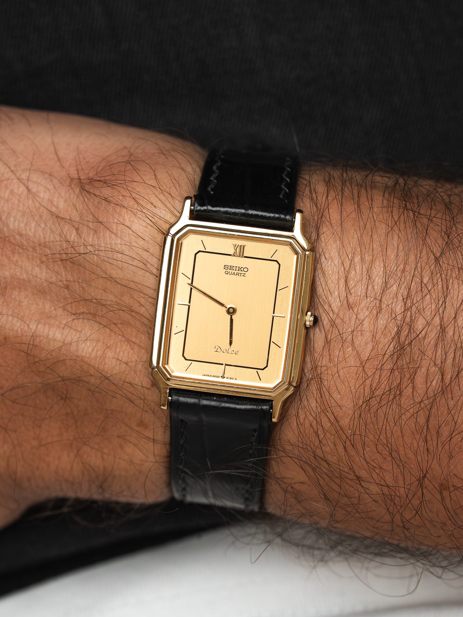 Montre Seiko Dolce 9520-5140 Plaqué Or — Tank Doré (1985)