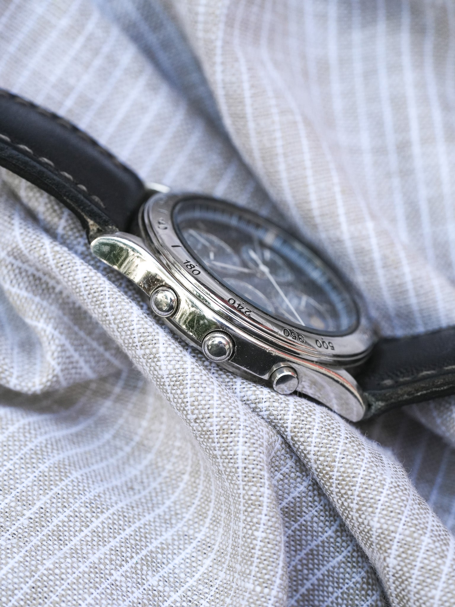 Seiko - Acier Phase de Lune Chronographe noir - 1991
