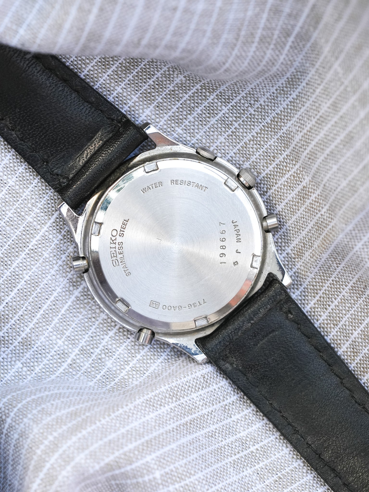 Seiko - Acier Phase de Lune Chronographe noir - 1991