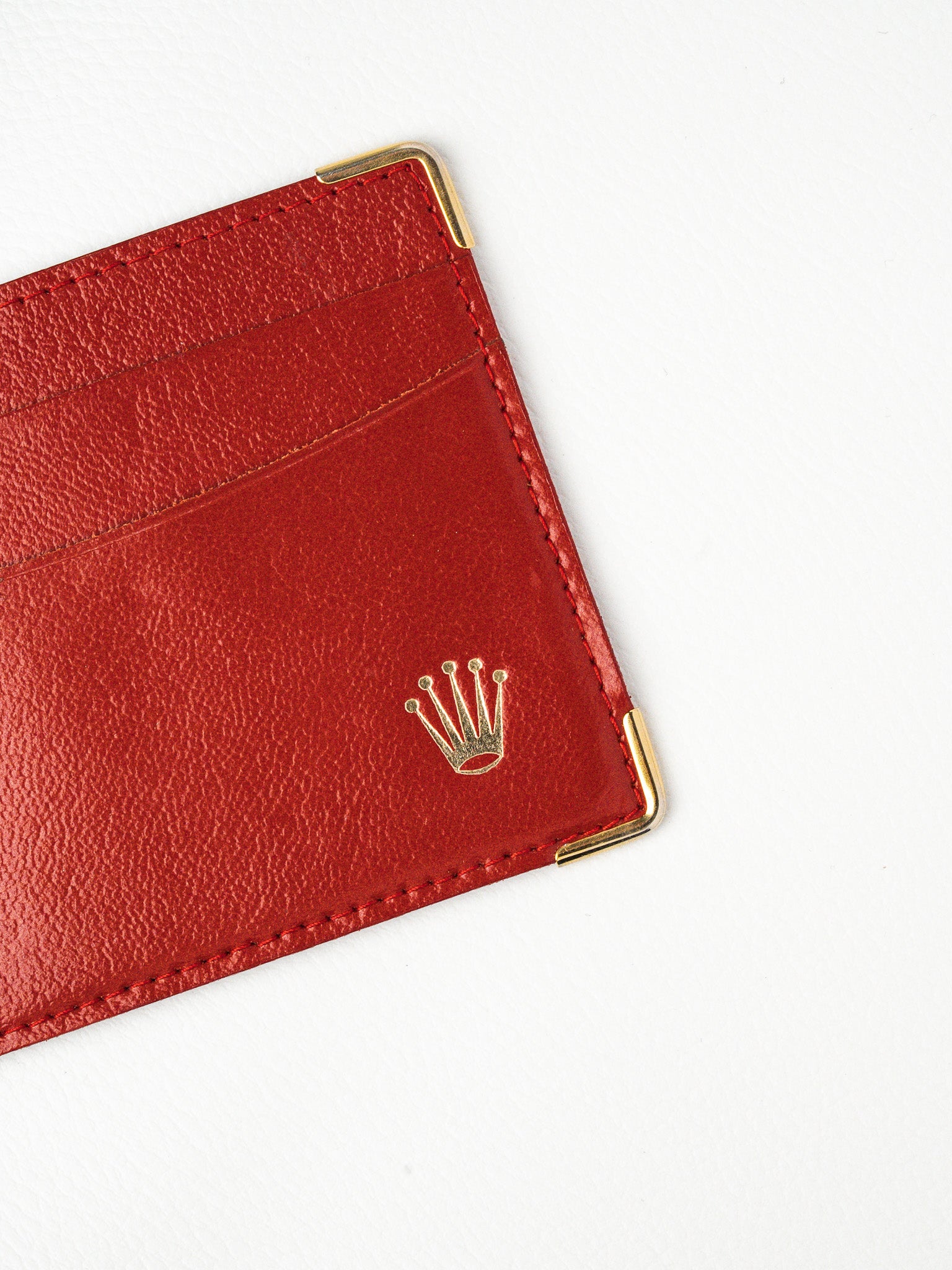 Rolex Card Holder 0101.60.34 — Burgundy Leather and Golden Corners 