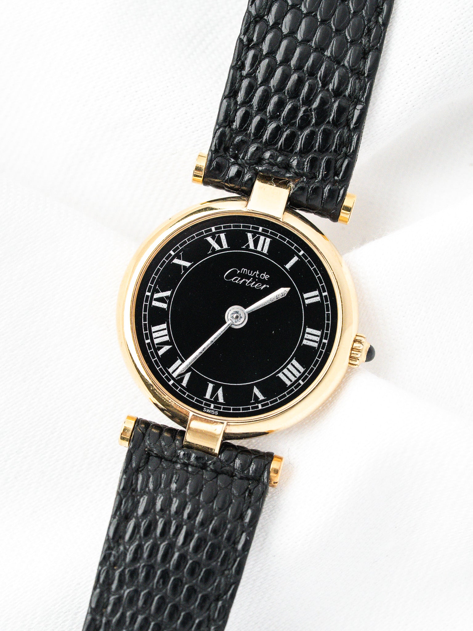Cartier Must Watch Vendôme 590004 — Vermeil Quadrante Nero (1990s) 
