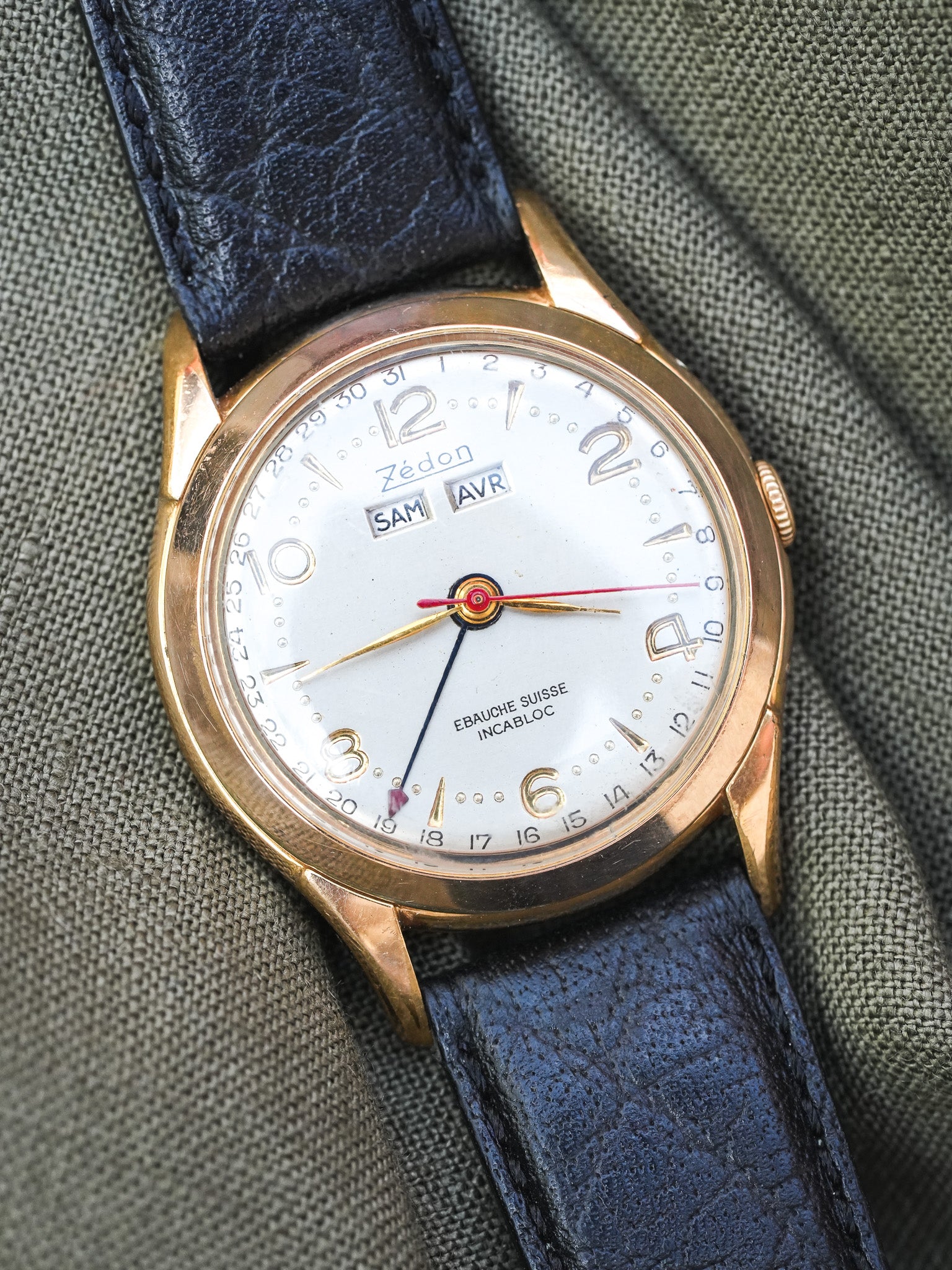 Zédon - Triple Calendar Français Plaqué or - 1960s