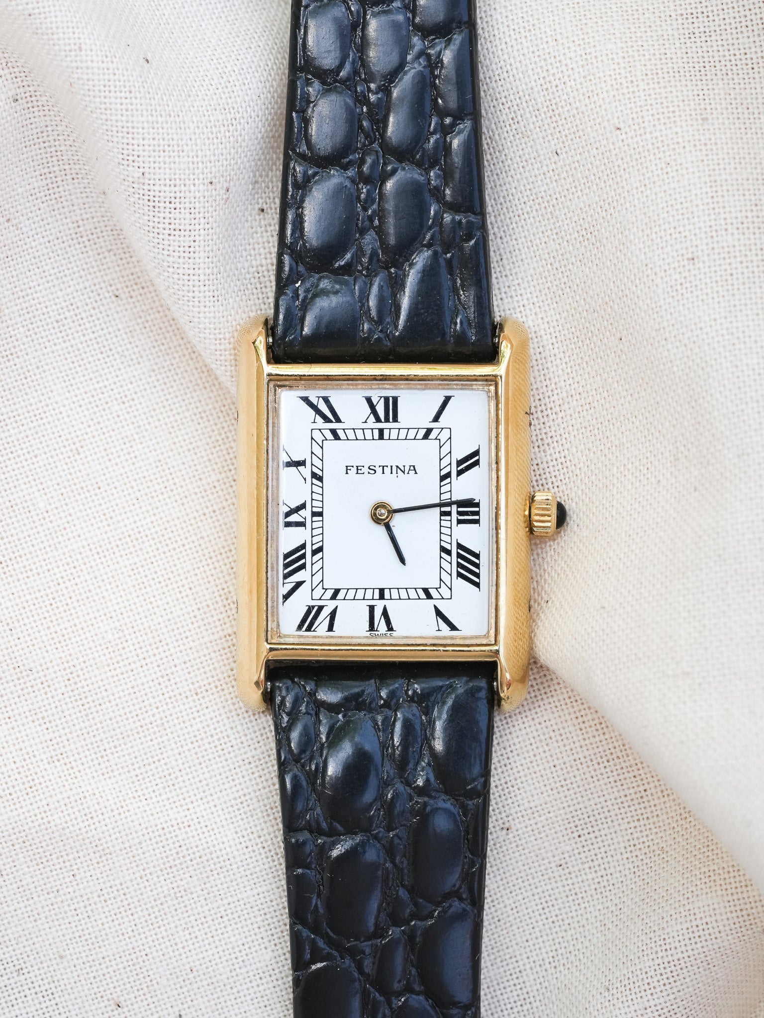 Festina - Tank Romain Blanc Plaqué or - 1980s