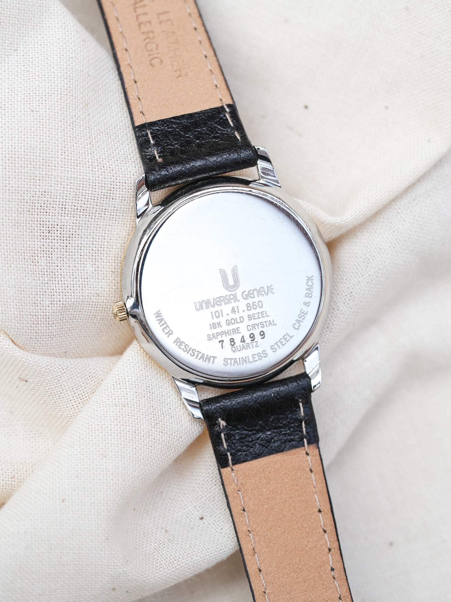 Universal Genève - Triplo Calendario Fase lunare acciaio lunetta guilloché oro 18k - 1990s 