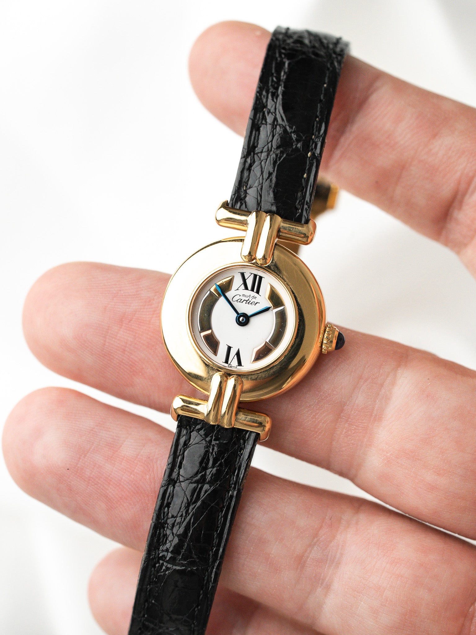 Montre Cartier Must Colisée Vermeil (1994) – Full Set & Bracelet Noir