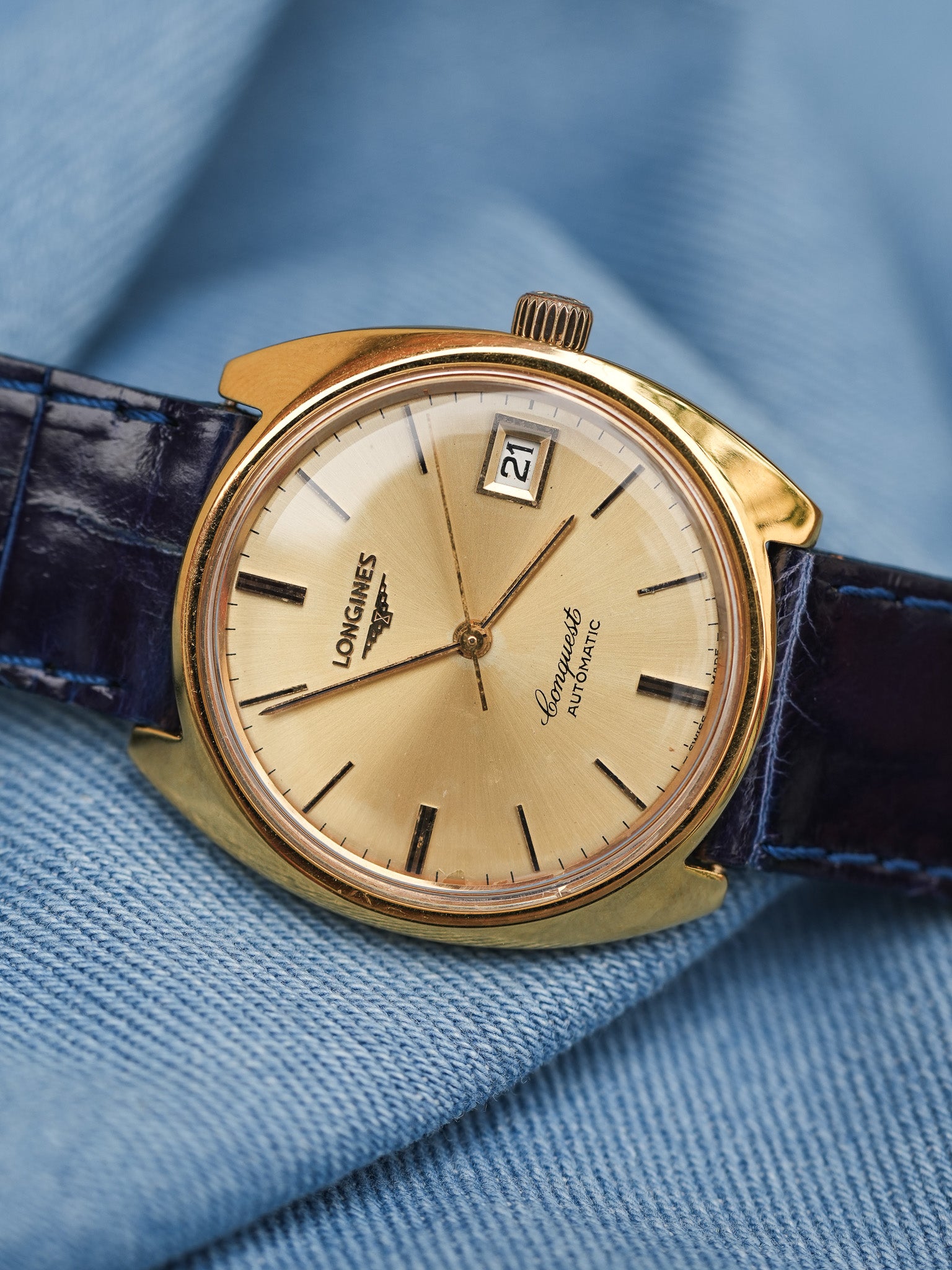 Longines - Monobloc Conquest مطلي بالذهب - 1990s 