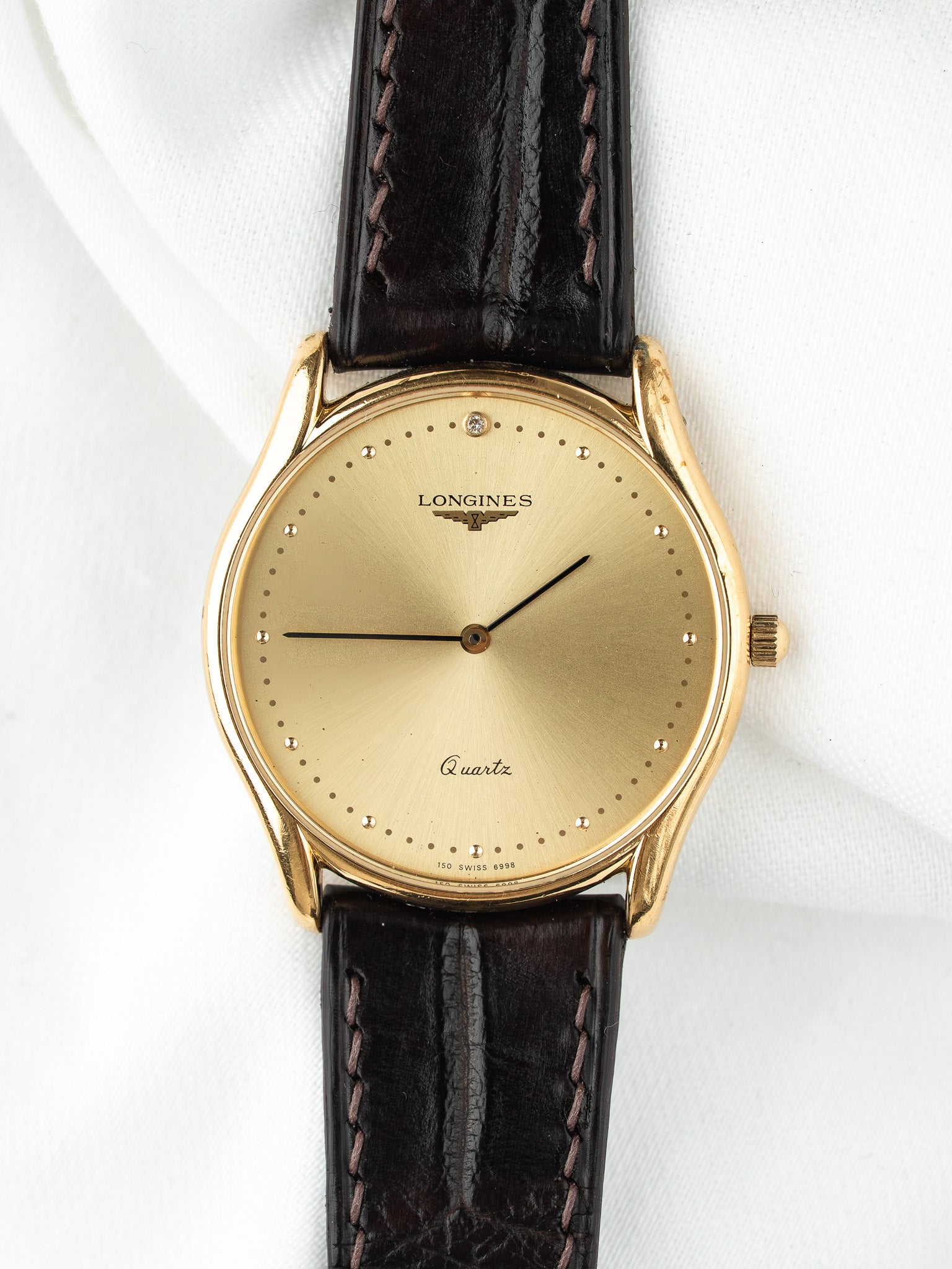 Montre Longines Vintage L4.617.2 — Plaqué Or Pierre Sertie (1980s)