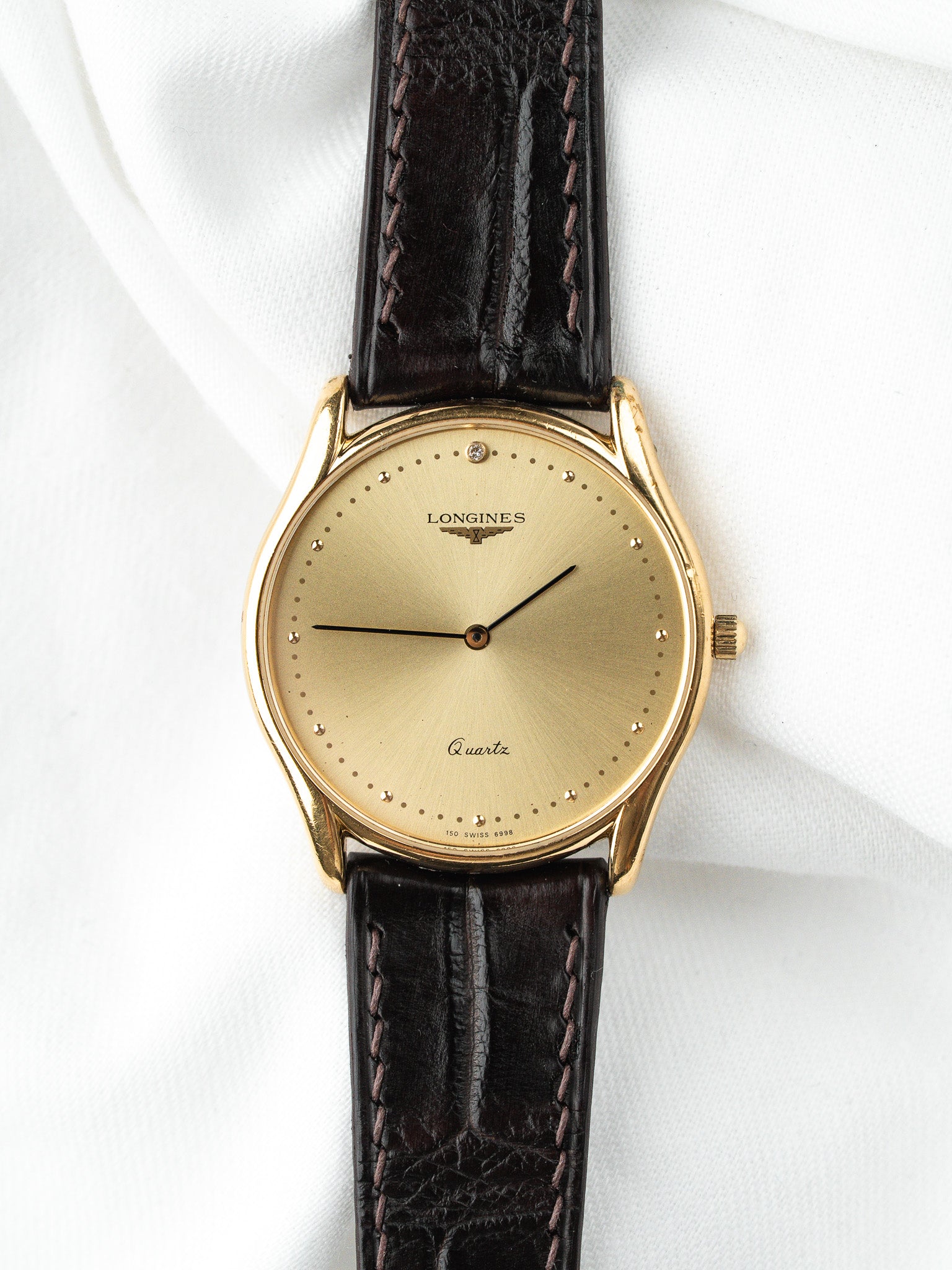 Montre Longines Vintage L4.617.2 — Plaqué Or Pierre Sertie (1980s)