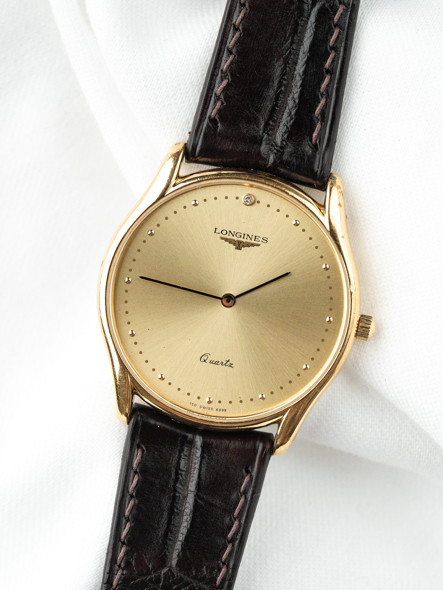 Montre Longines Vintage L4.617.2 — Plaqué Or Pierre Sertie (1980s)