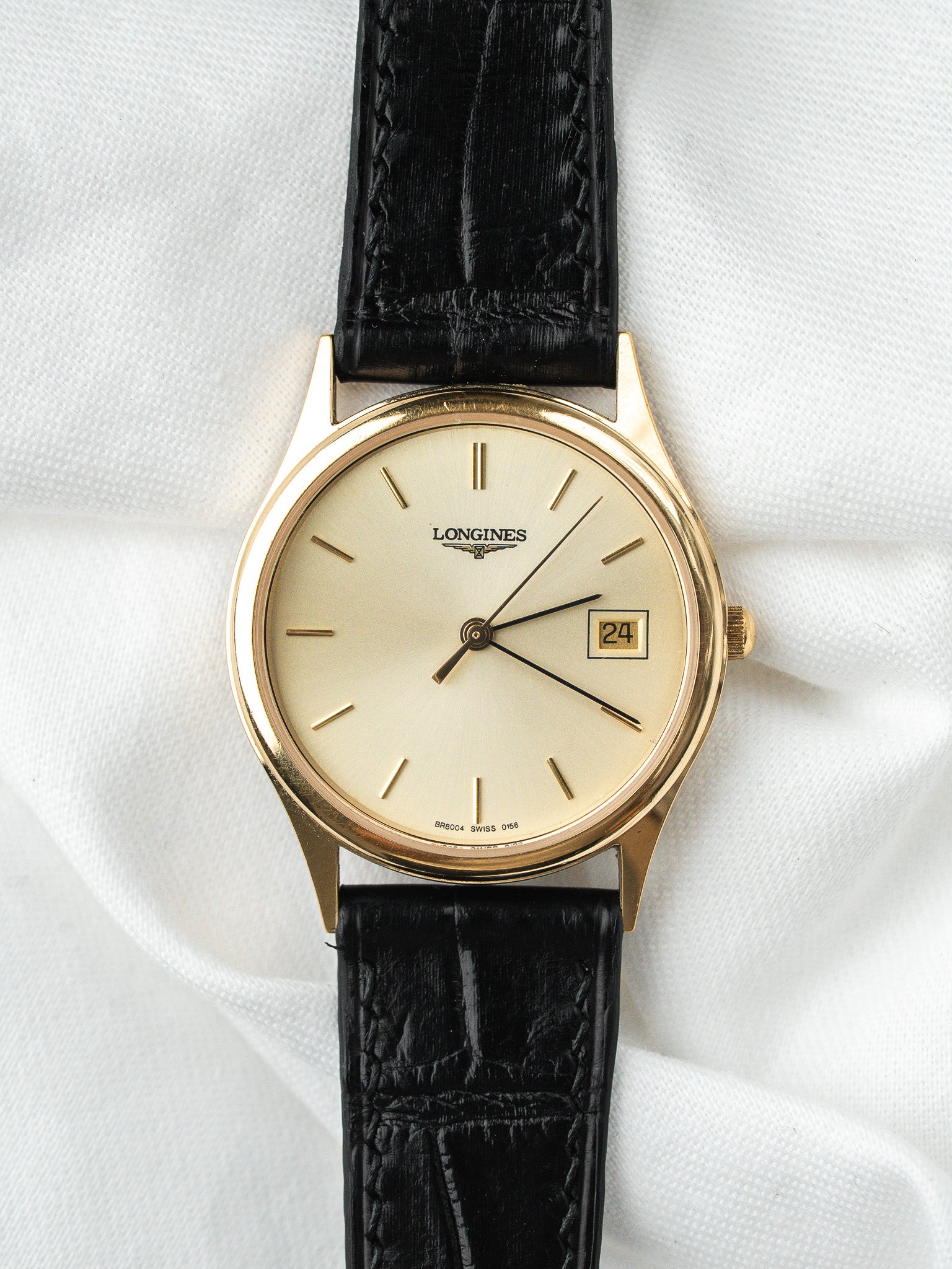 Montre Longines Vintage Plaqué Or — Cadran Doré Date (1980s)