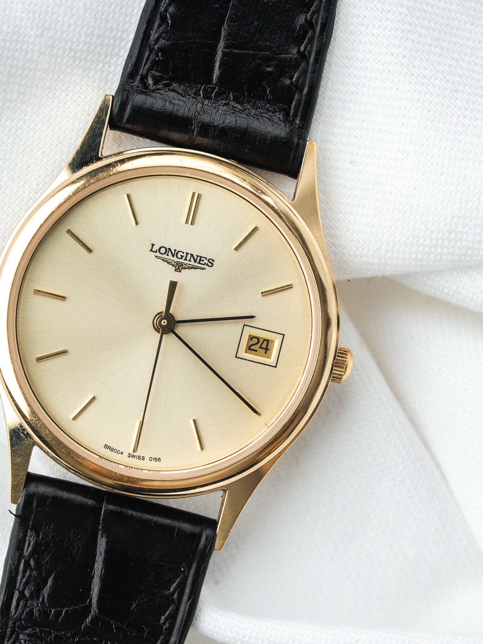Montre Longines Vintage Plaqué Or — Cadran Doré Date (1980s)