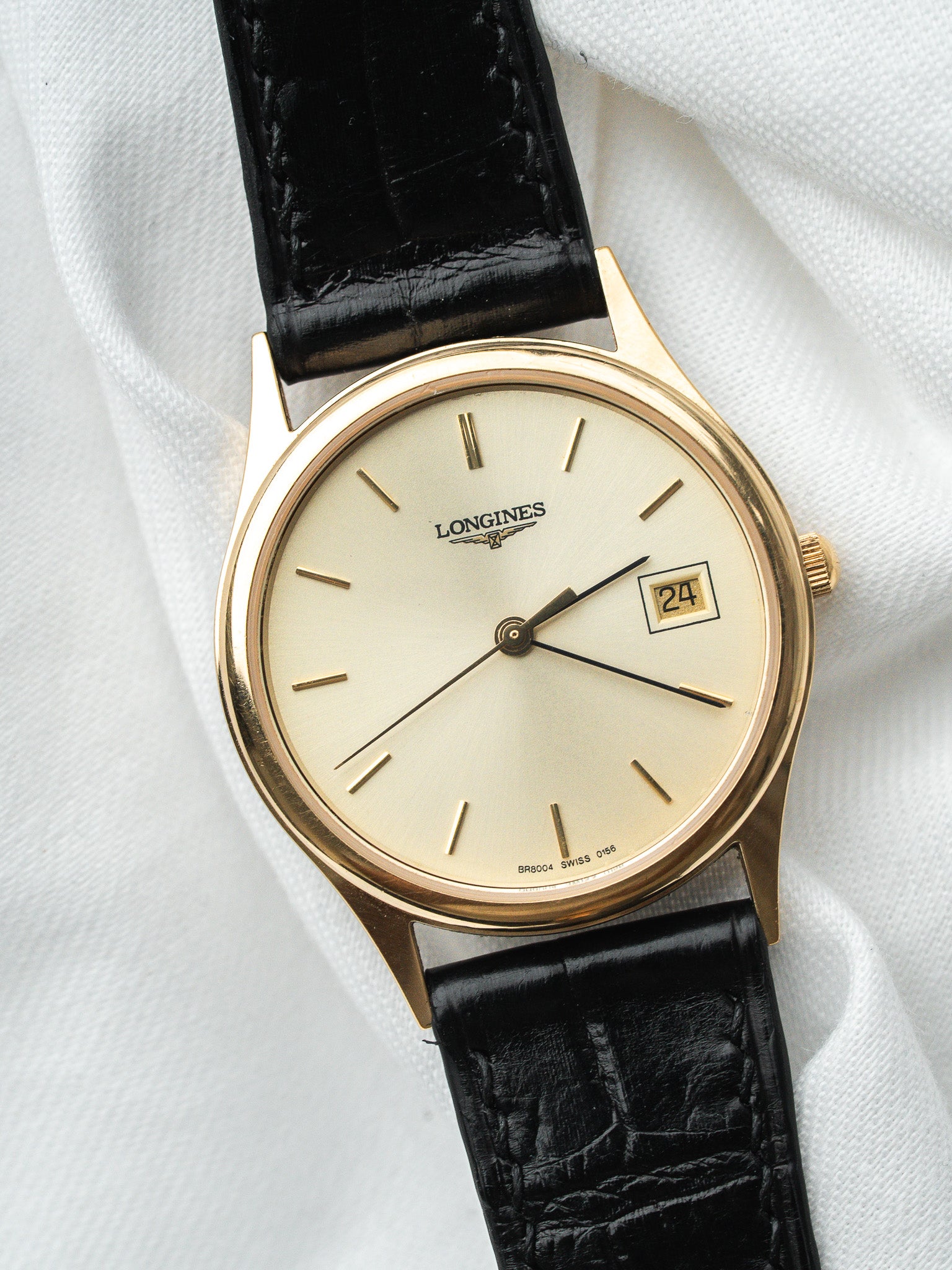 Montre Longines Vintage Plaqué Or — Cadran Doré Date (1980s)