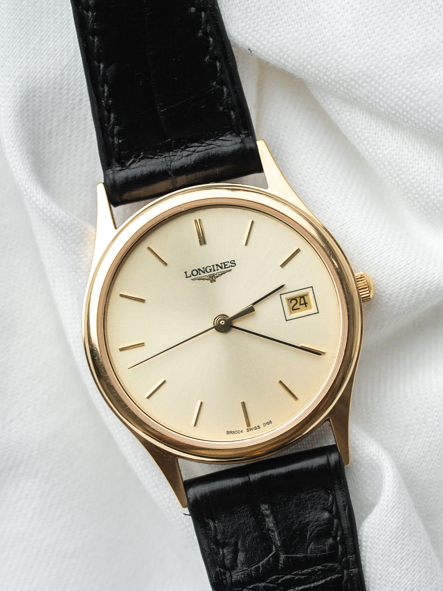 Montre Longines Vintage Plaqué Or — Cadran Doré Date (1980s)