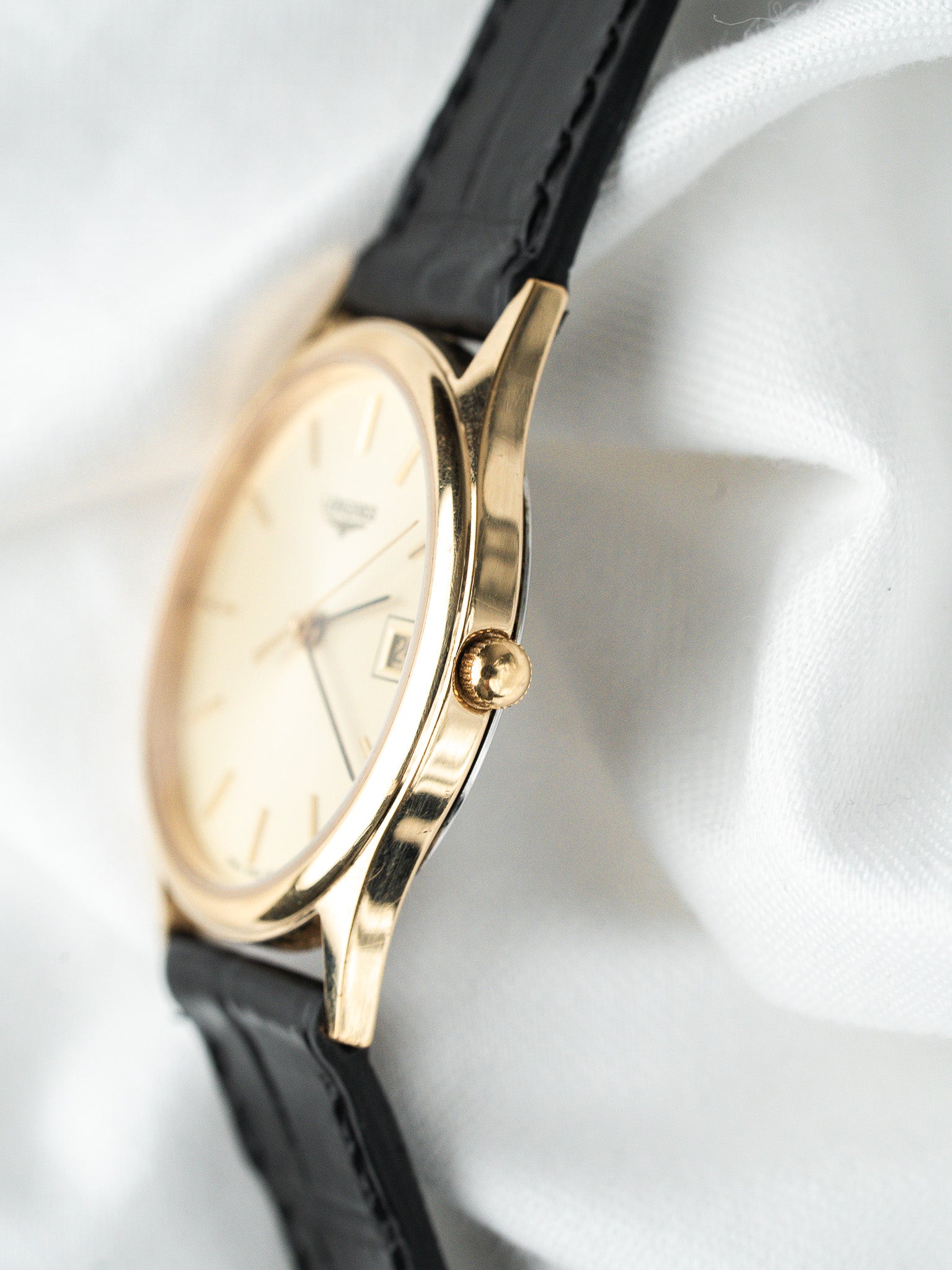 Montre Longines Vintage Plaqué Or — Cadran Doré Date (1980s)